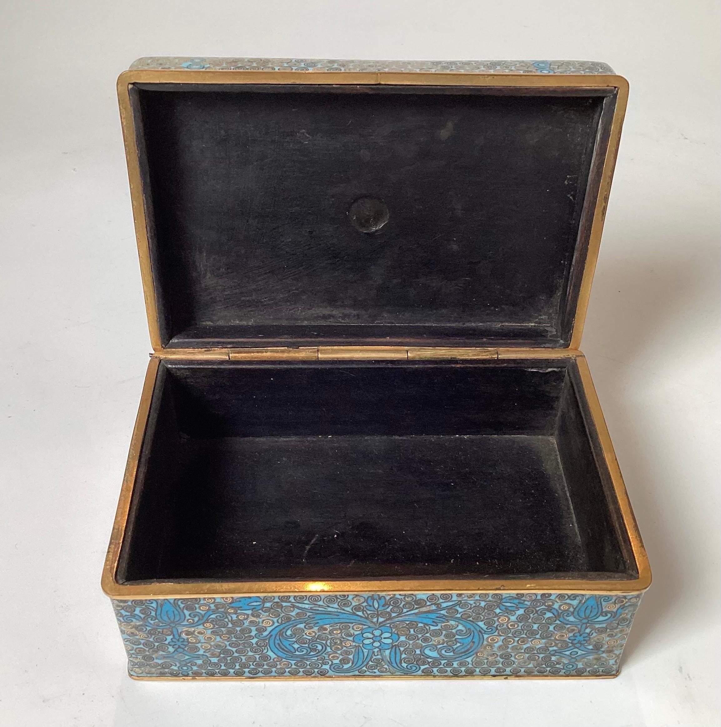 Early 20th Century Chinese Cloissone Box with Carved Jade Plaque, circa 1900 For Sale