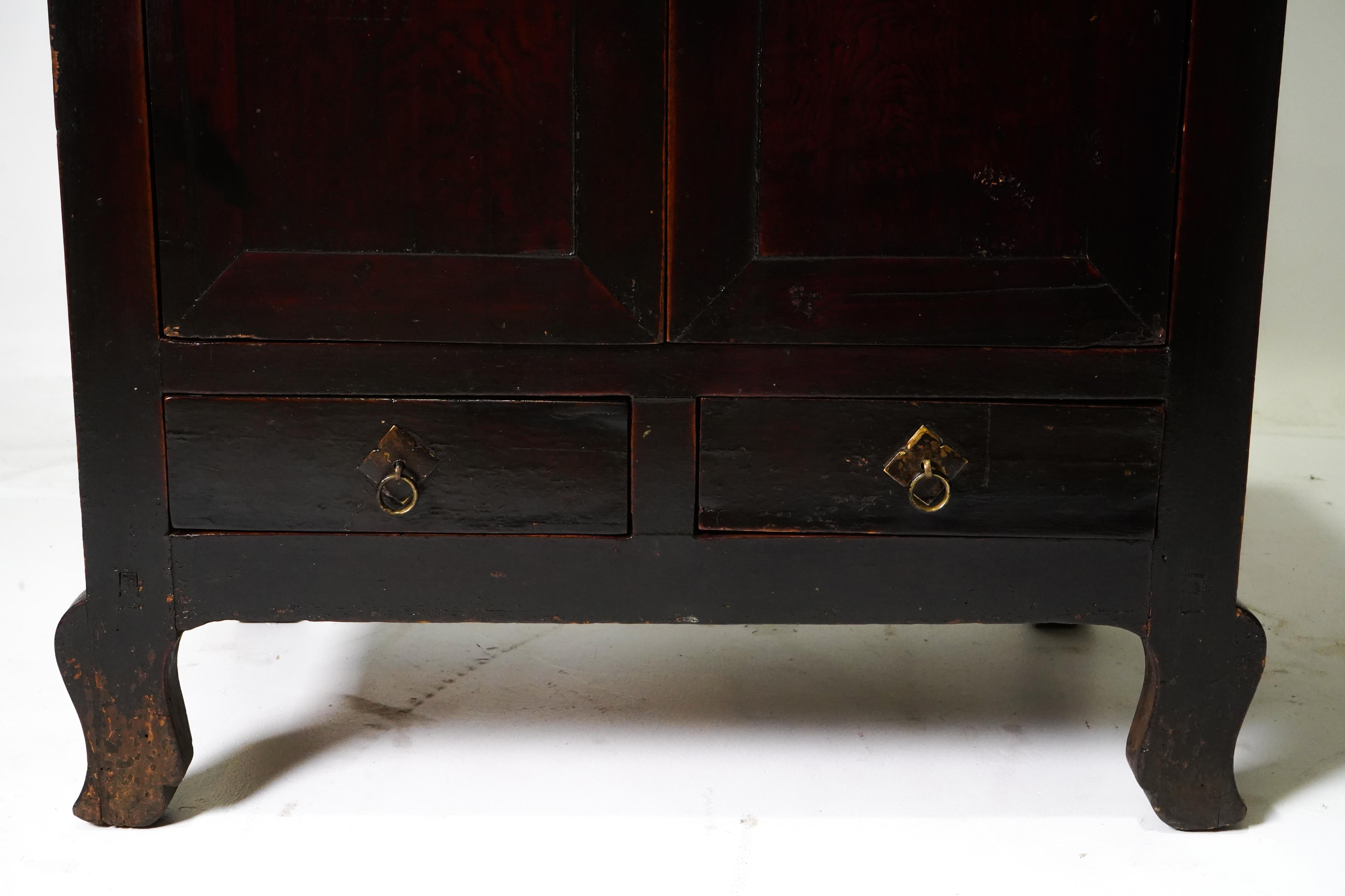 Early 20th C Chinese Cabinet with Original Lacquer and Cabriole Legs 2