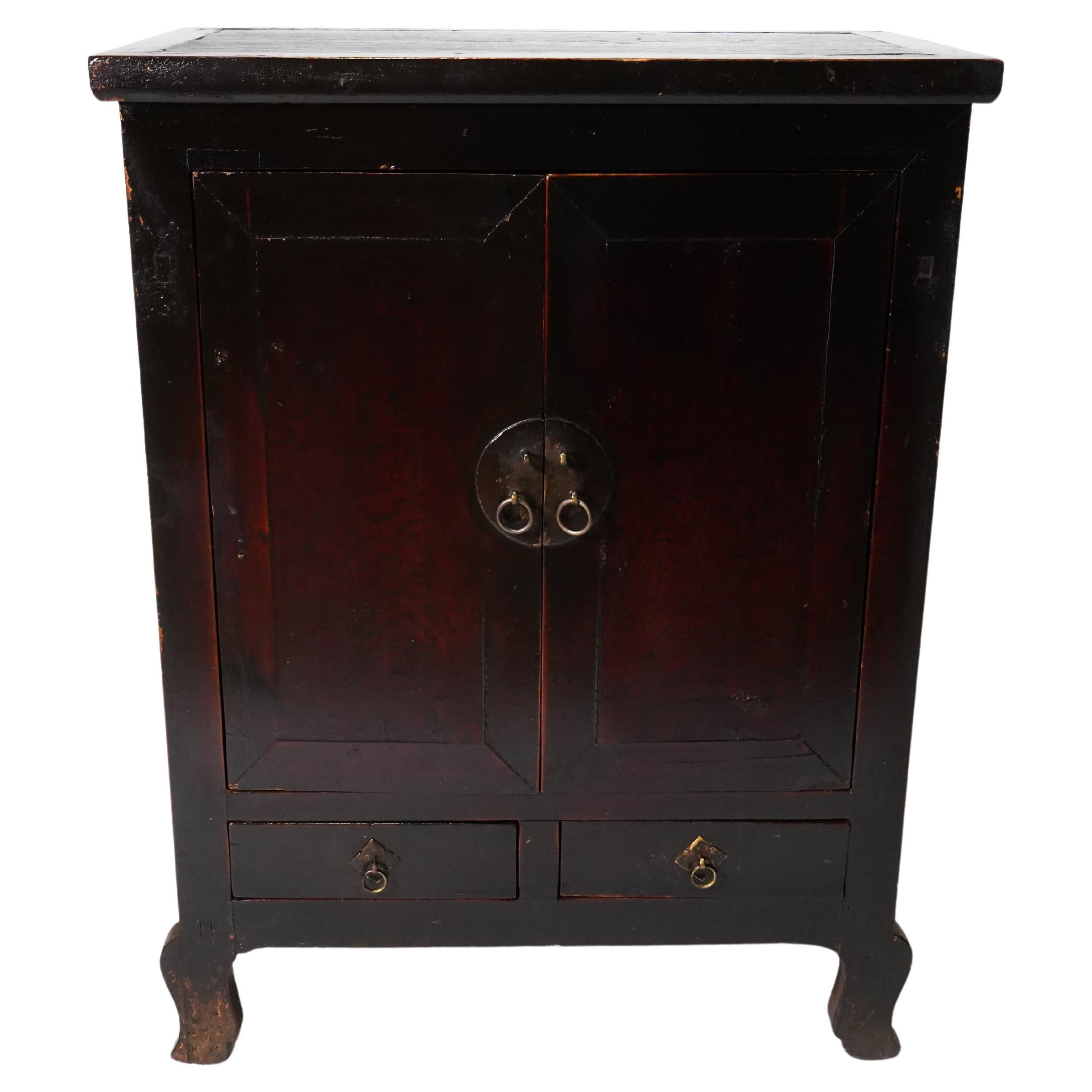 Early 20th C Chinese Cabinet with Original Lacquer and Cabriole Legs
