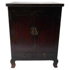 Antique Early 20th C Chinese Cabinet with Original Lacquer and Cabriole Legs