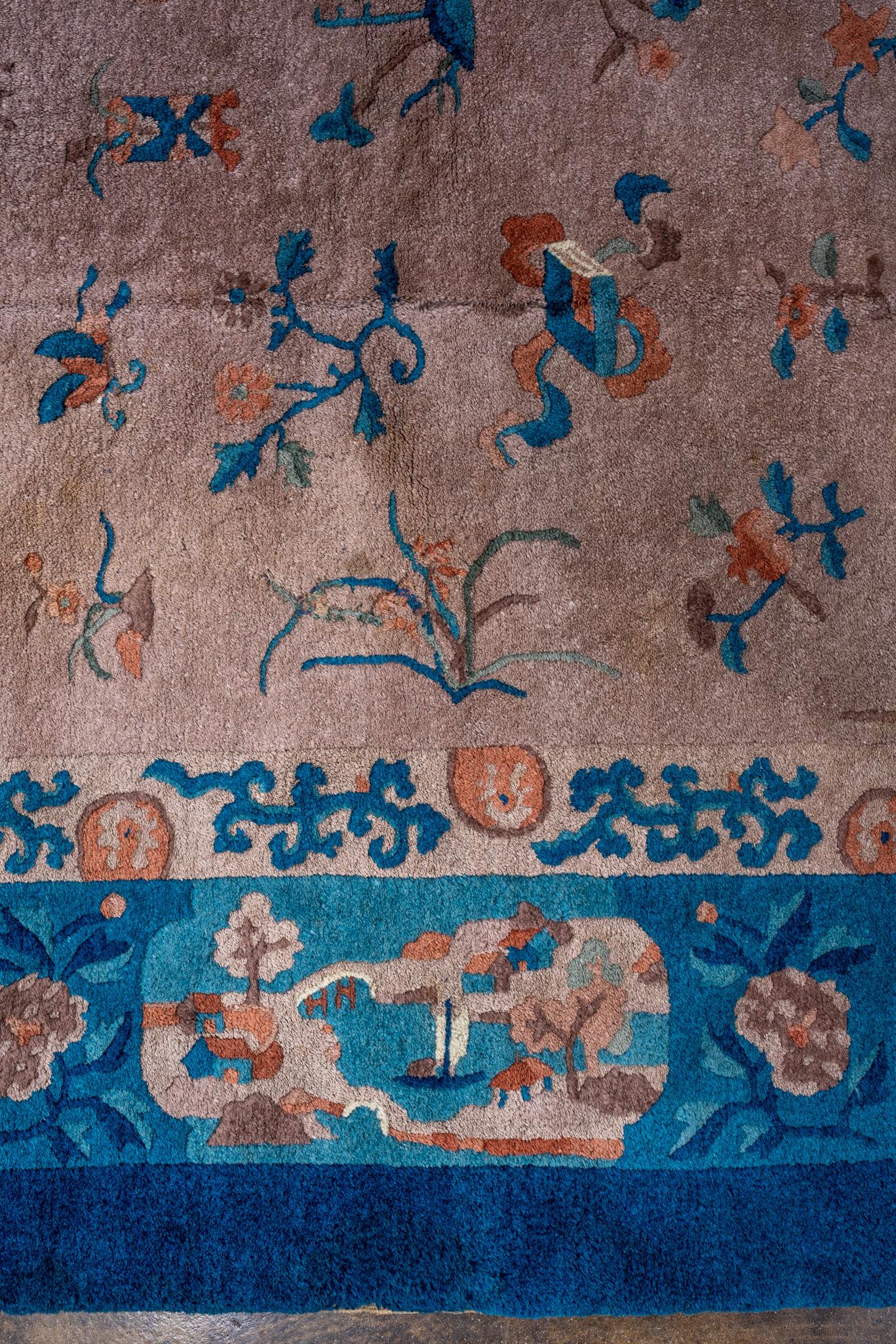 Hand-Knotted A Chinese Deco Rug circa 1930. For Sale