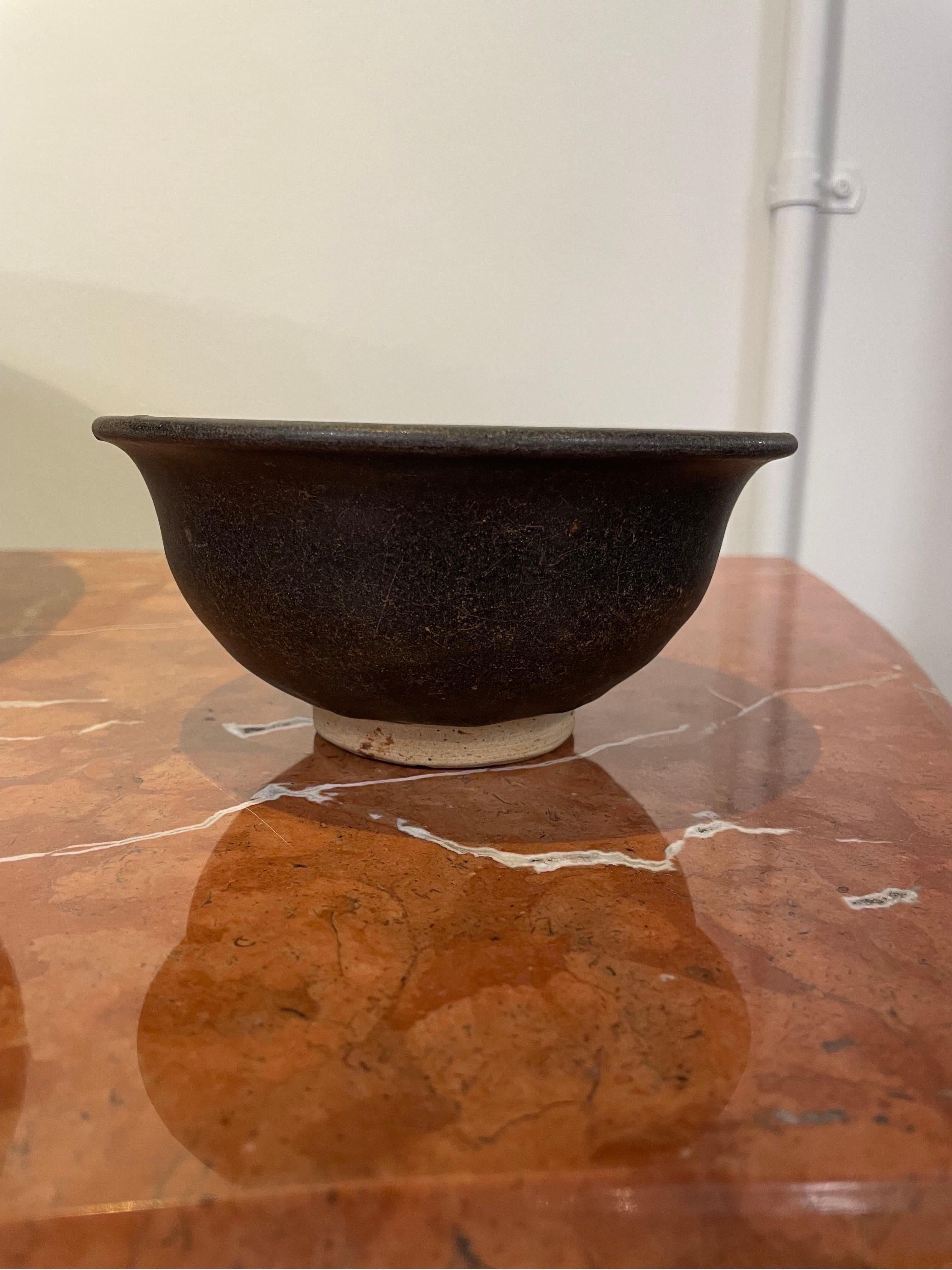18th Century and Earlier A Chinese Deep Brown Glazed Footed Bowl, 15th Century For Sale
