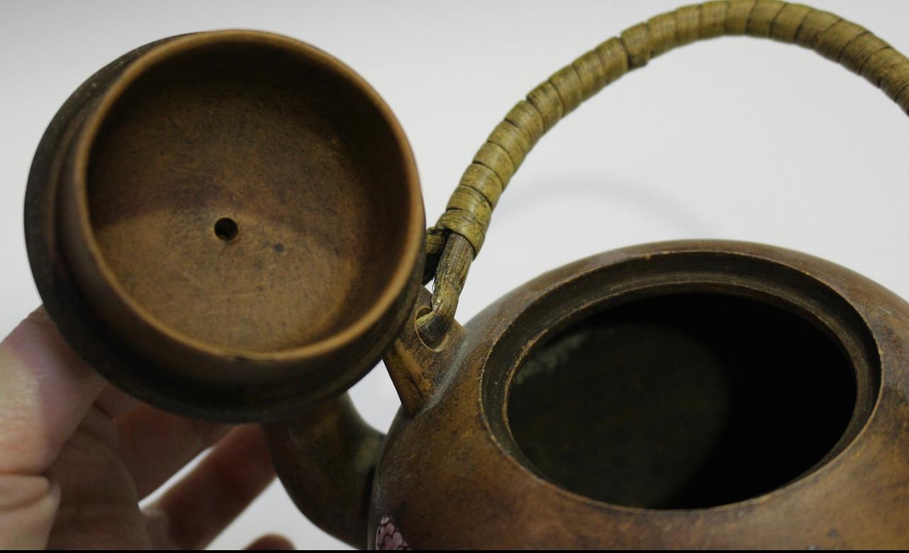 19th Century A Chinese Enammeled Yixing Stonewear Teapot and Cover, Qing Dynasty