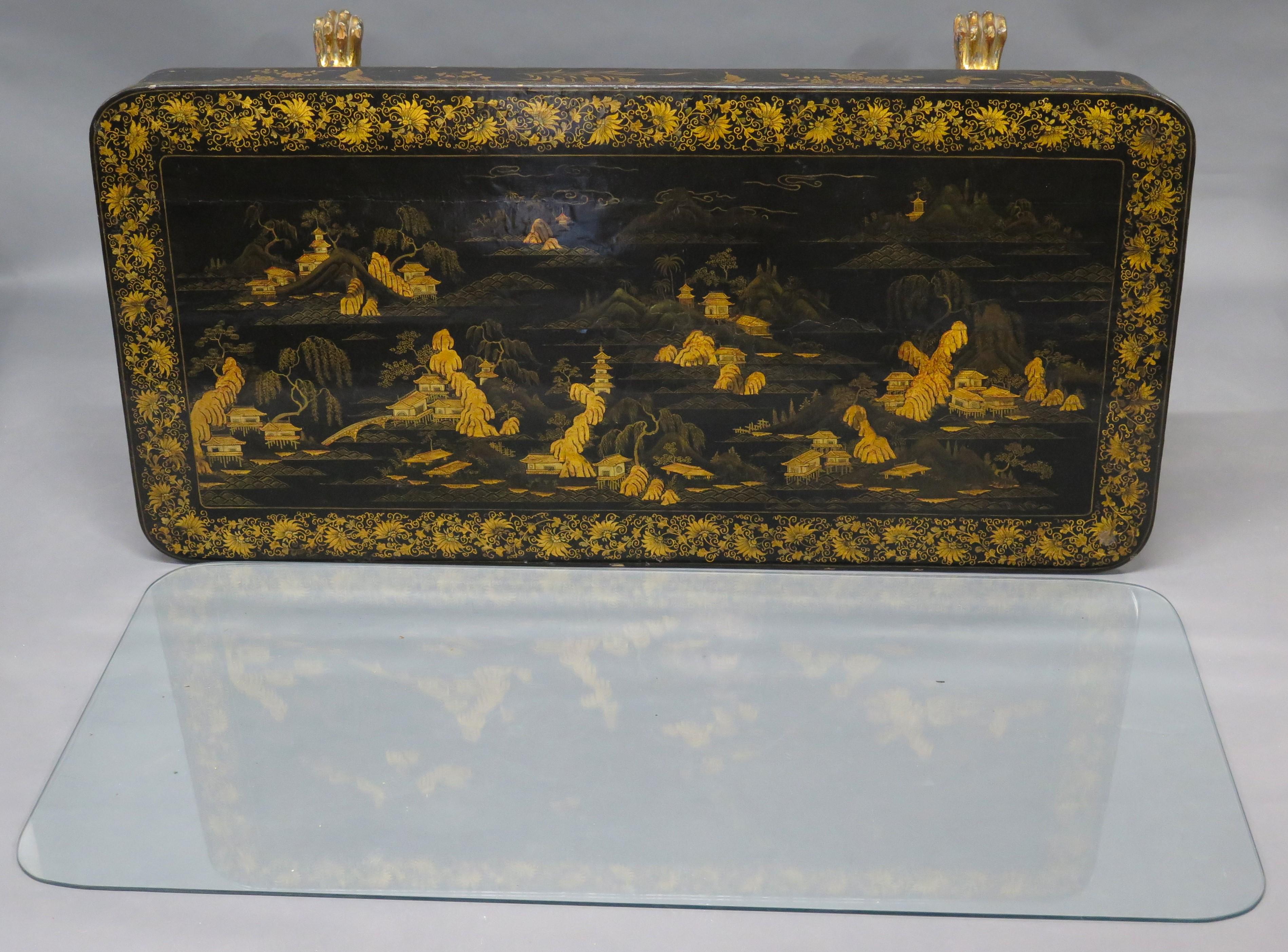 A Chinese Export Black and Gold Lacquer Desk For Sale 6