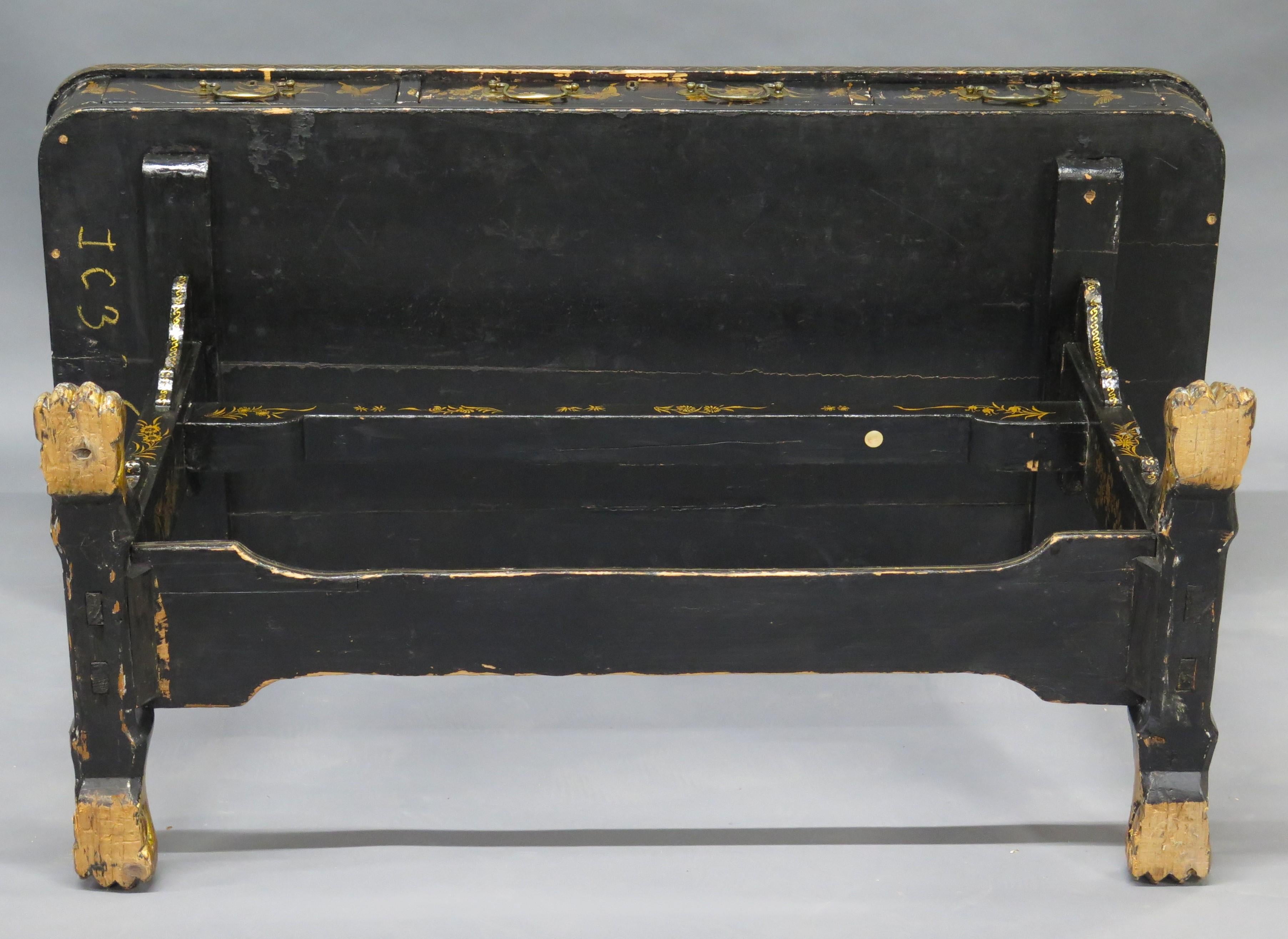 A Chinese Export Black and Gold Lacquer Desk For Sale 7
