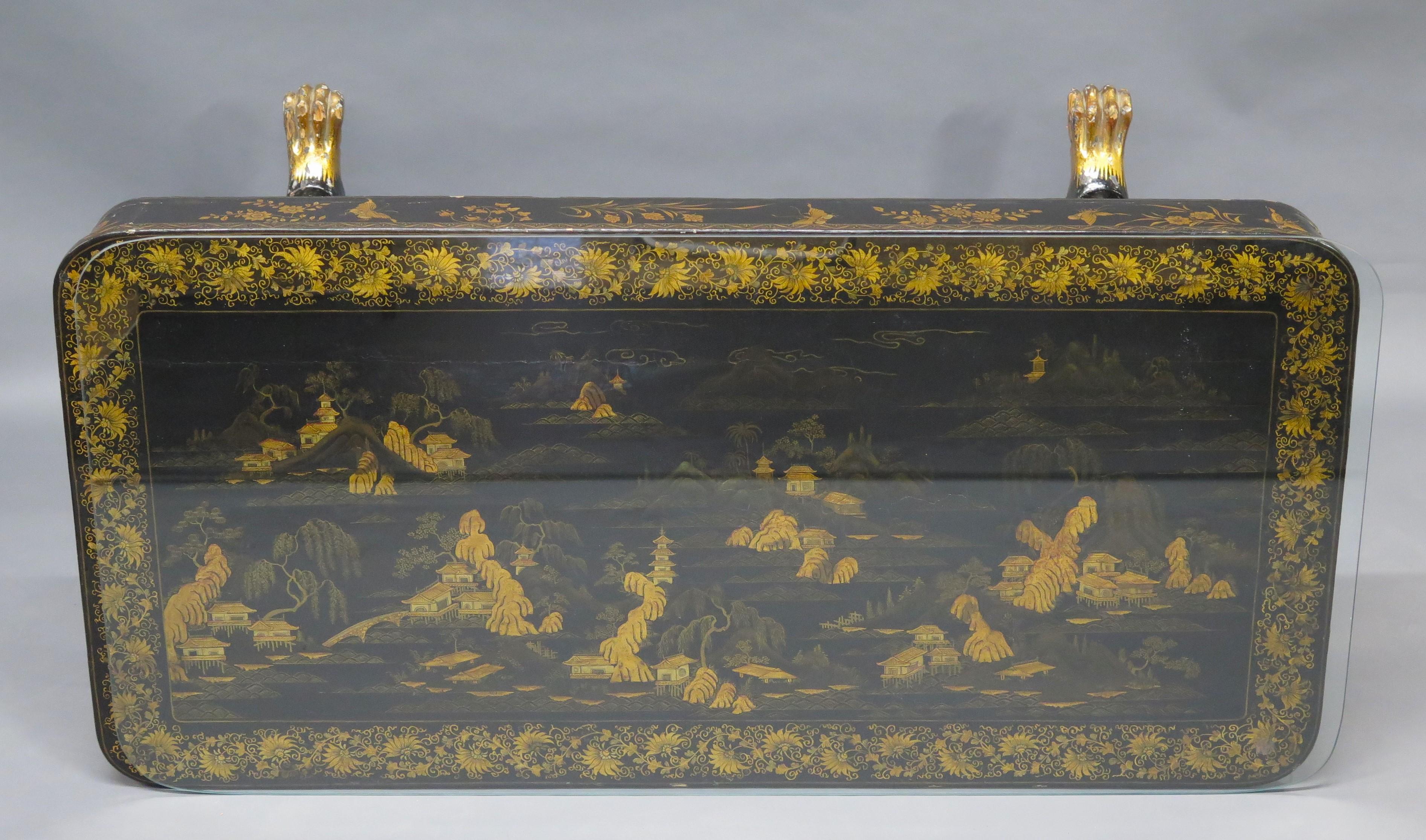 A Chinese Export Black and Gold Lacquer Desk For Sale 4