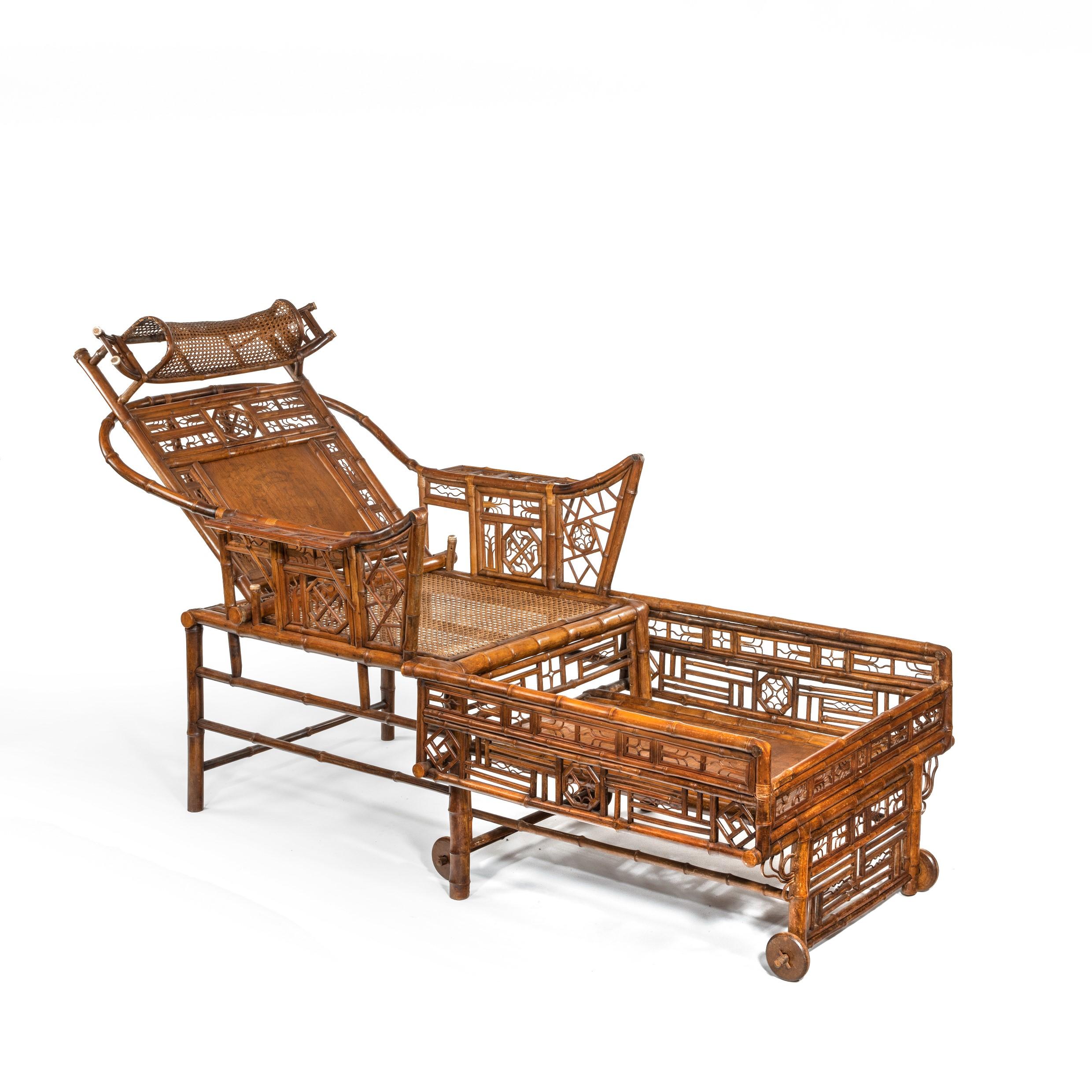 Chinese Export ‘Brighton Pavilion’ Bamboo Adjustable Day Bed In Good Condition For Sale In Lymington, Hampshire