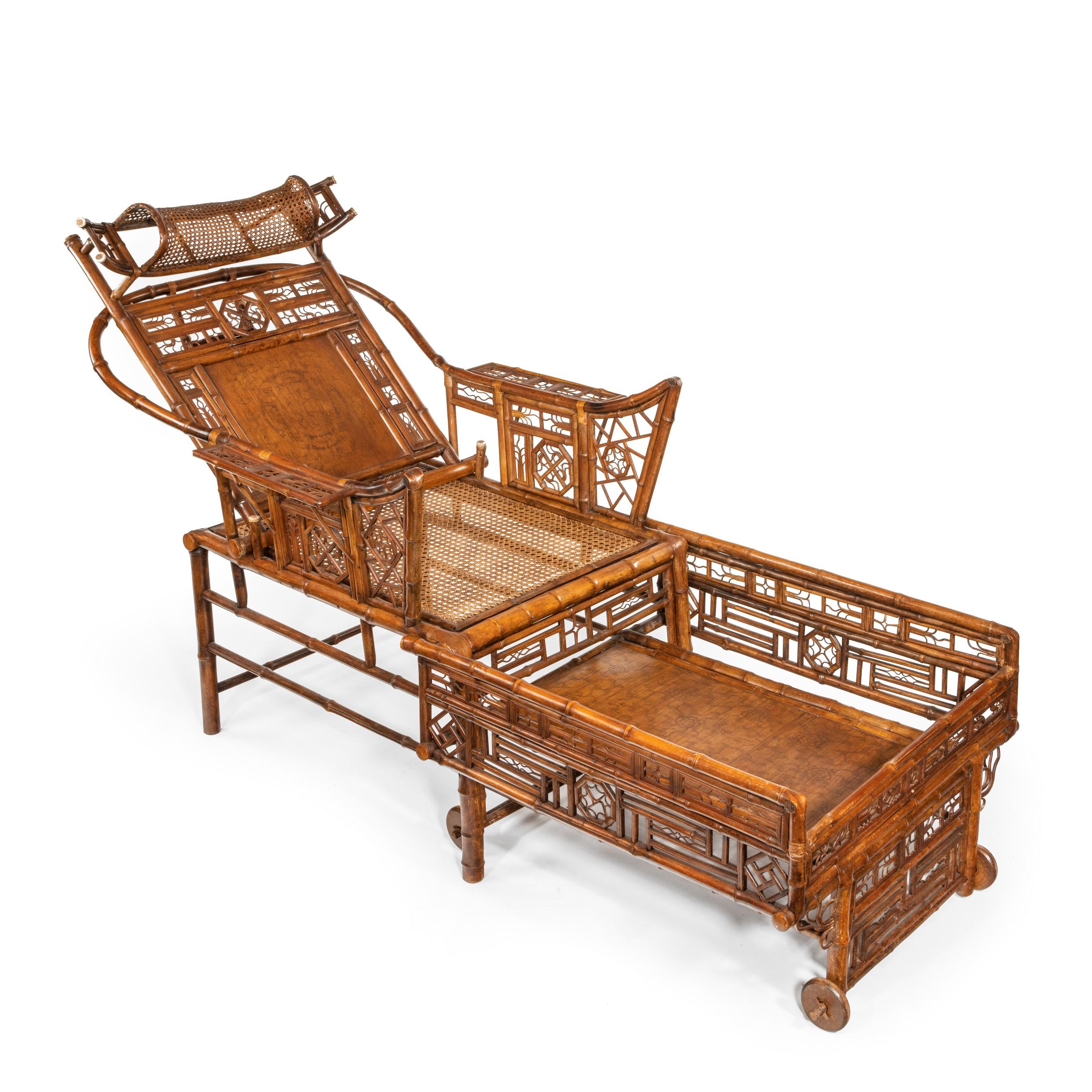 Early 19th Century Chinese Export ‘Brighton Pavilion’ Bamboo Adjustable Day Bed For Sale
