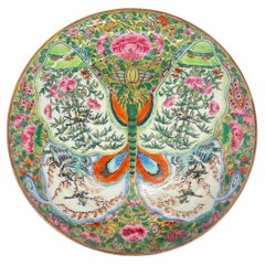 A Chinese Export Canton Famille Rose Butterfly Plate, ca. 1860, Rare Design.