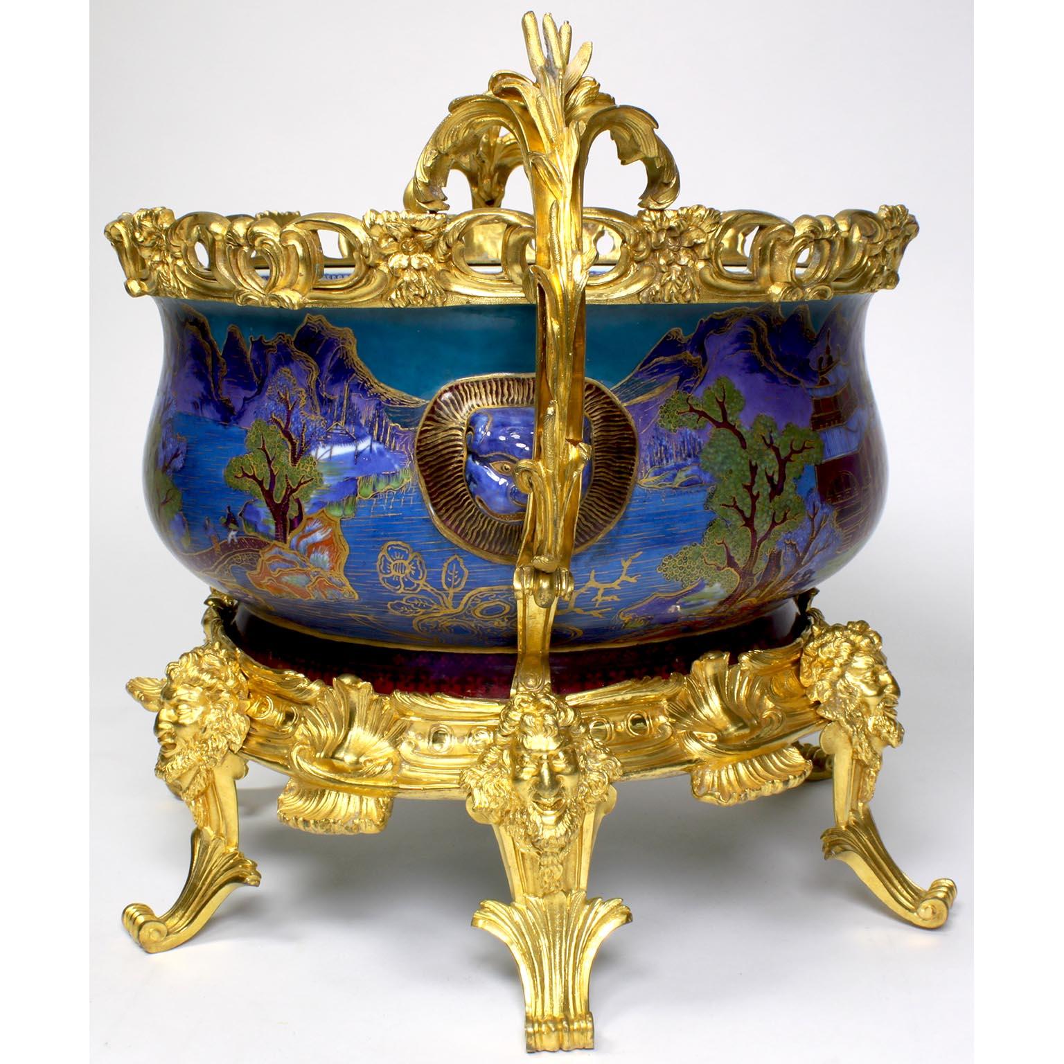 Chinese Export Famille Verte Porcelain & French Ormolu Chinoiserie Centerpiece For Sale 6