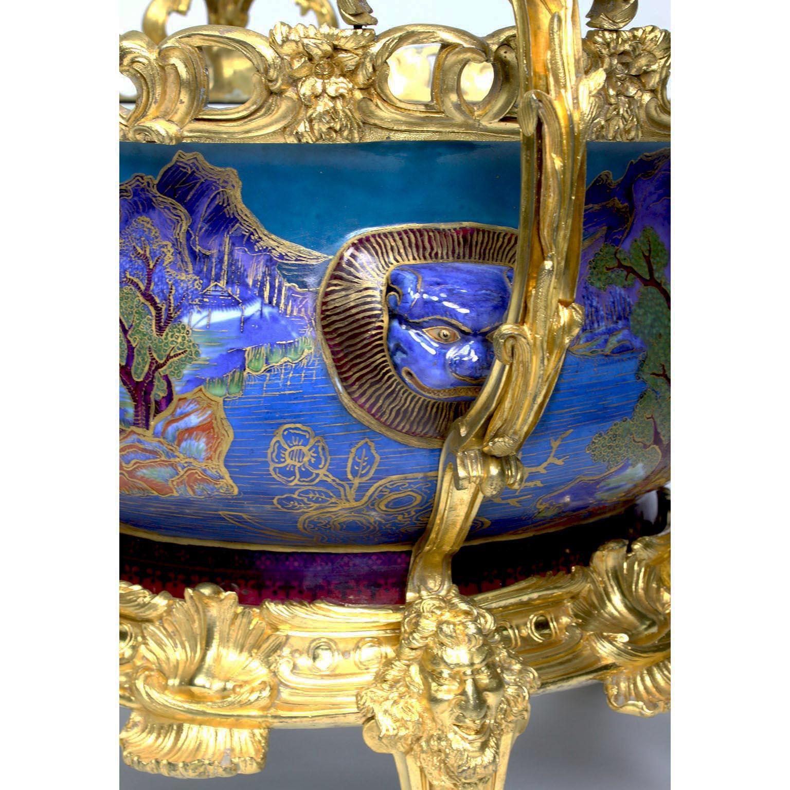 Chinese Export Famille Verte Porcelain & French Ormolu Chinoiserie Centerpiece For Sale 7