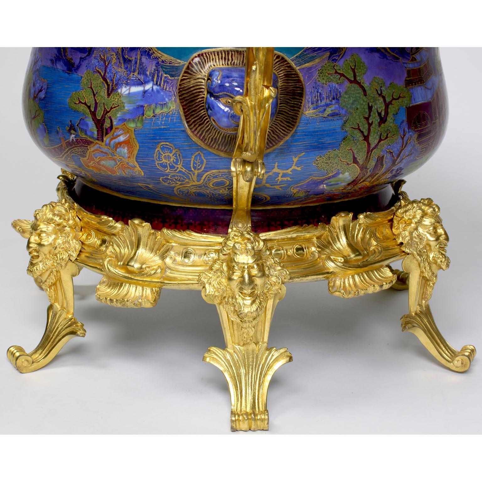 Chinese Export Famille Verte Porcelain & French Ormolu Chinoiserie Centerpiece For Sale 8