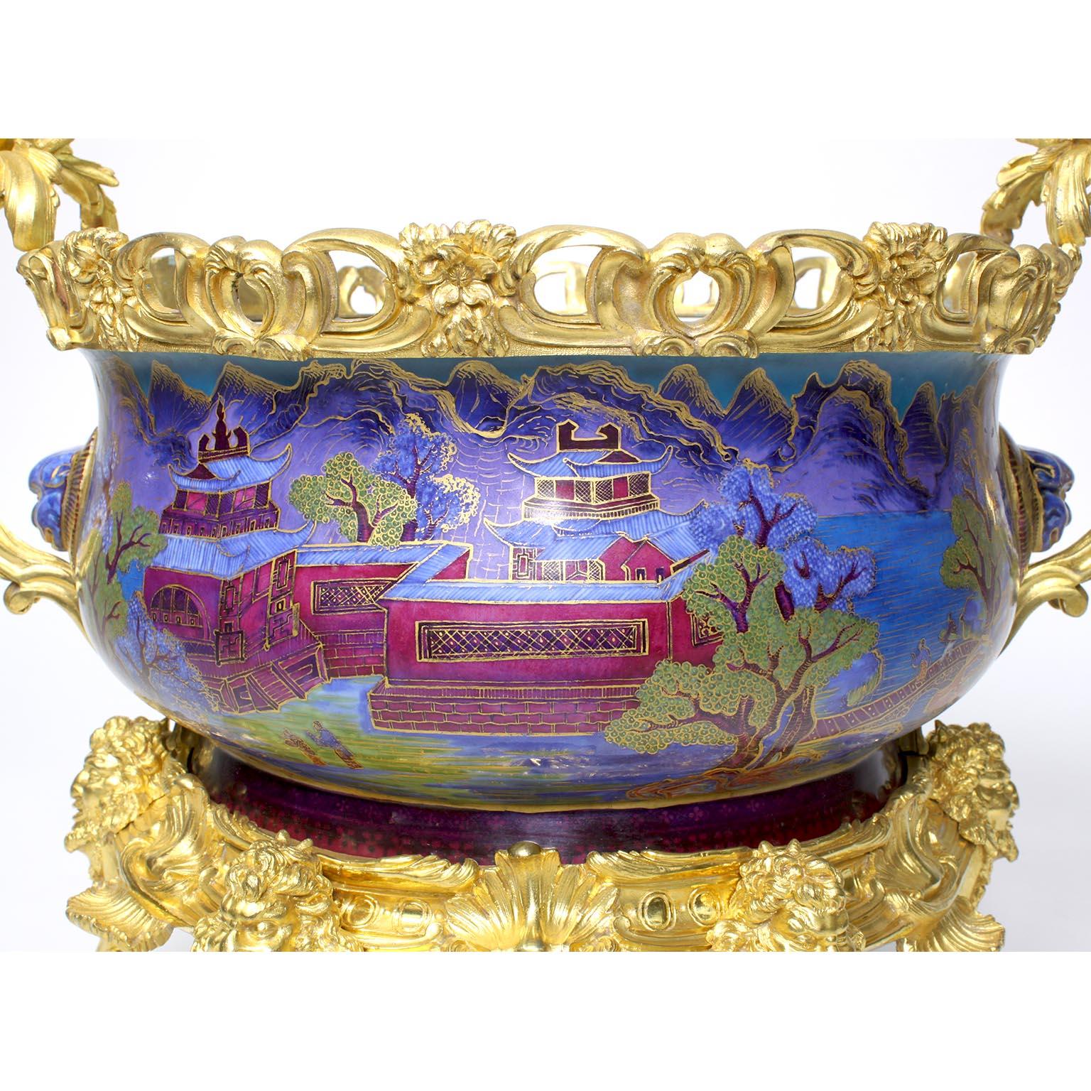 Chinese Export Famille Verte Porcelain & French Ormolu Chinoiserie Centerpiece For Sale 2