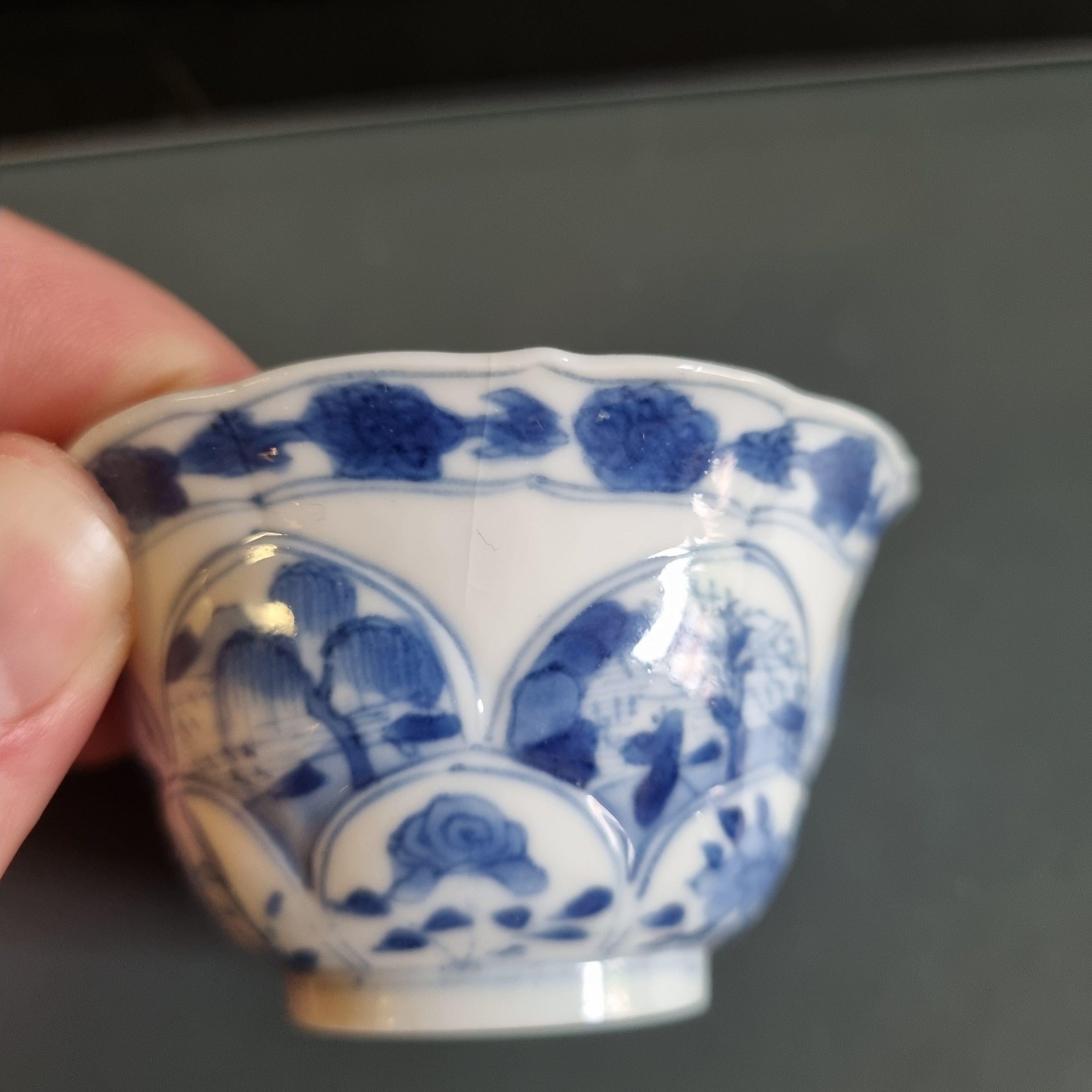 Chinese Export Porcelain Blue and White Lotus-Moulded 'Acupuncture' 12