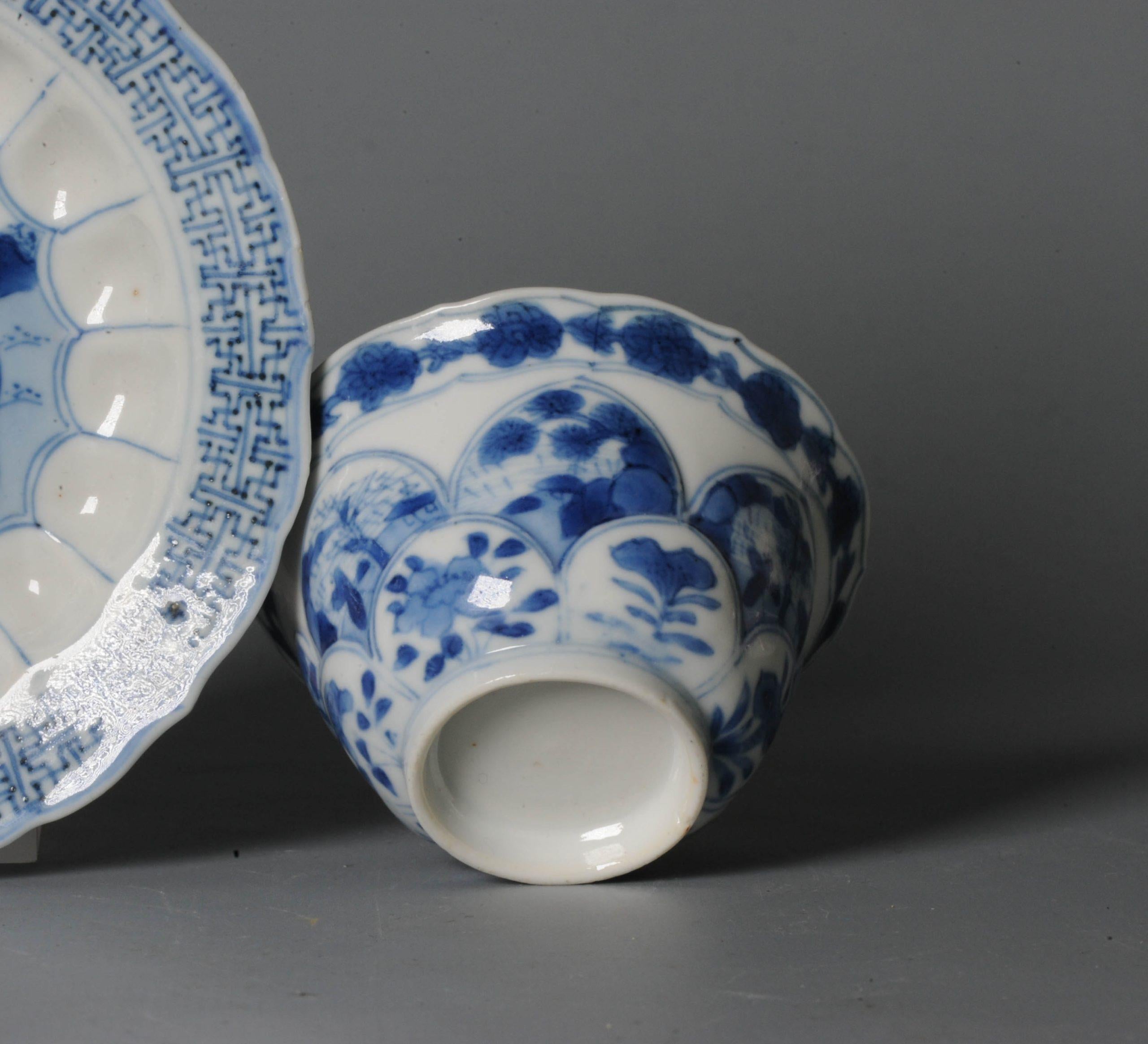 18th Century and Earlier Chinese Export Porcelain Blue and White Lotus-Moulded 'Acupuncture'