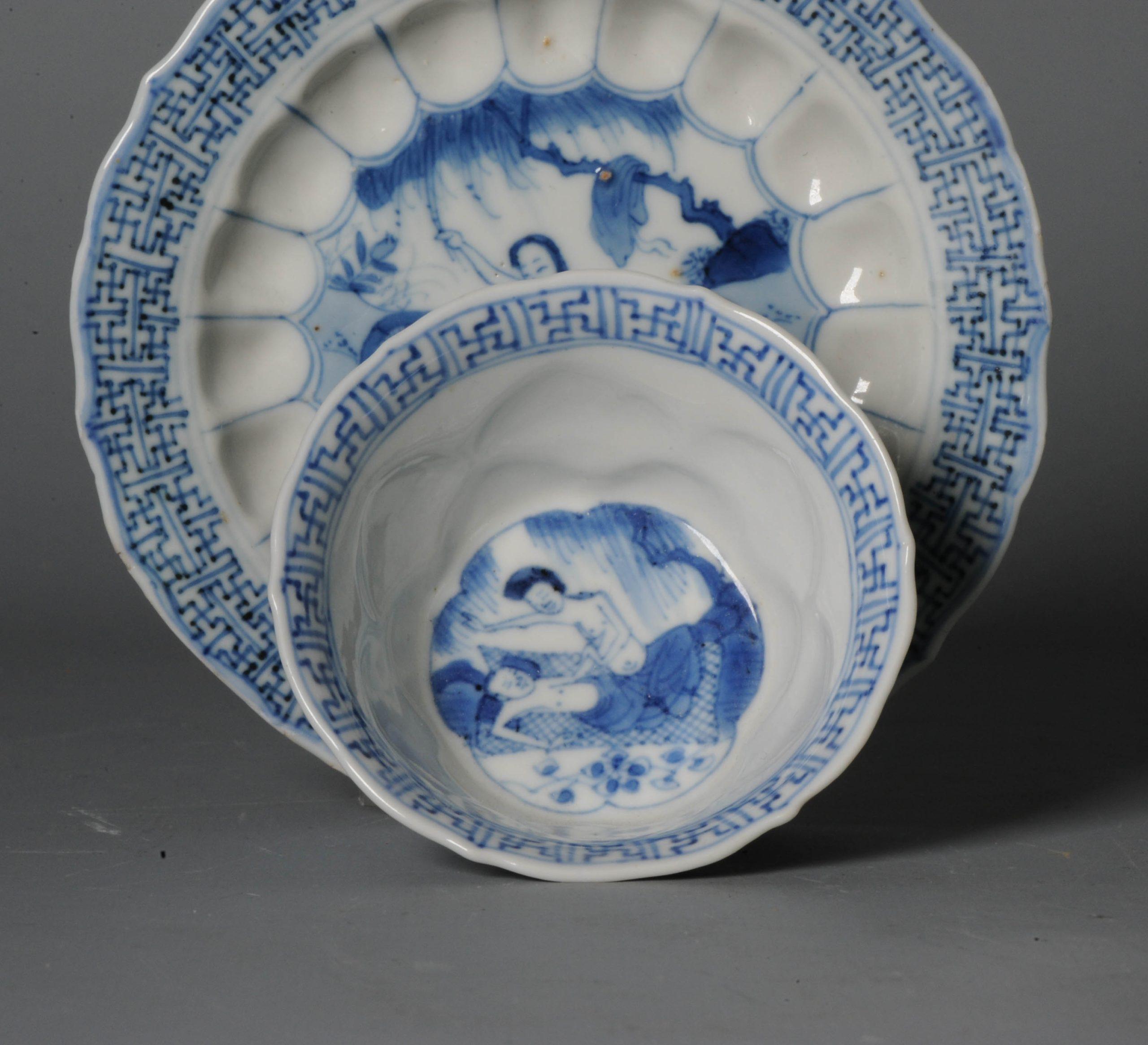 Chinese Export Porcelain Blue and White Lotus-Moulded 'Acupuncture' 3