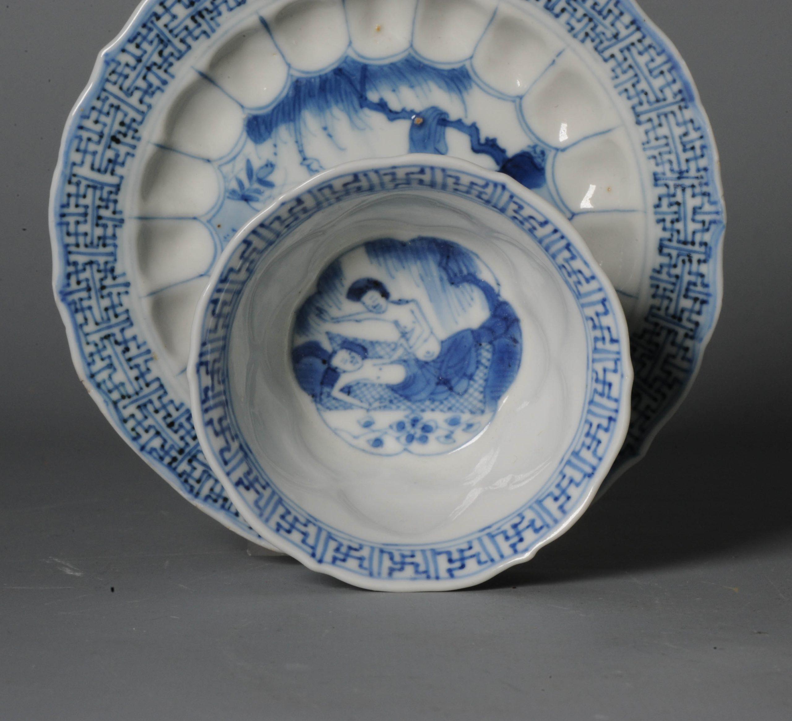 Chinese Export Porcelain Blue and White Lotus-Moulded 'Acupuncture' 4