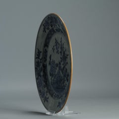 A Chinese Export Porcelain Blue White Dish Flowers Garden Qianlong Period