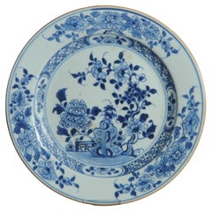 A Chinese Export Porcelain Blue White Dish Flowers Garden Qianlong Period