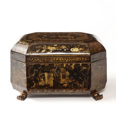 Chinese Gilt-Decorated Black Lacquer Sewing Box