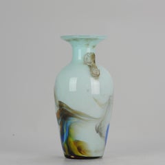 A Chinese Glass Painted Vase Turqoise China Handles, 20th Century