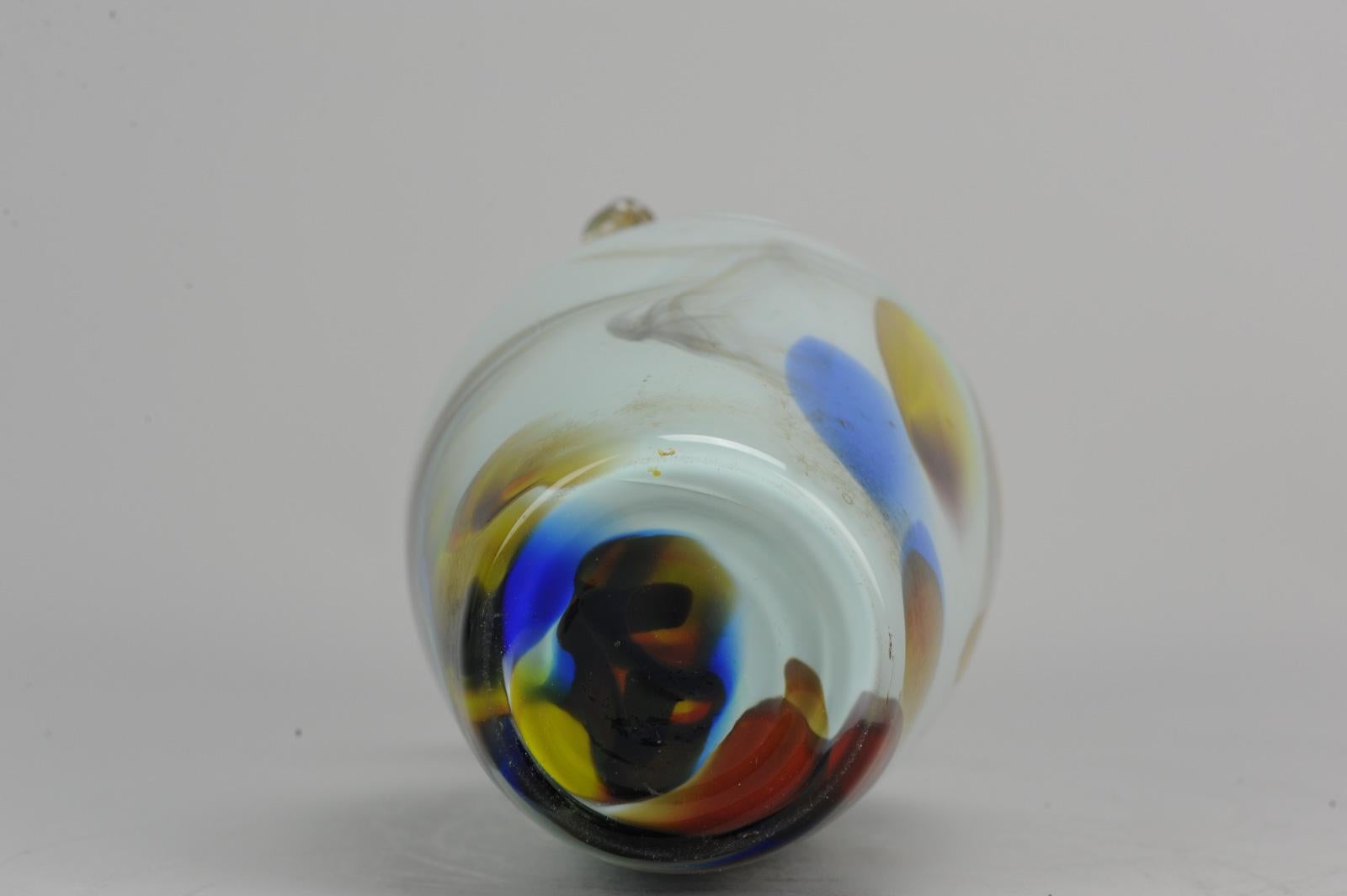 Vase chinois peint en verre turqoise, 20e siècle Bon état - En vente à Amsterdam, Noord Holland