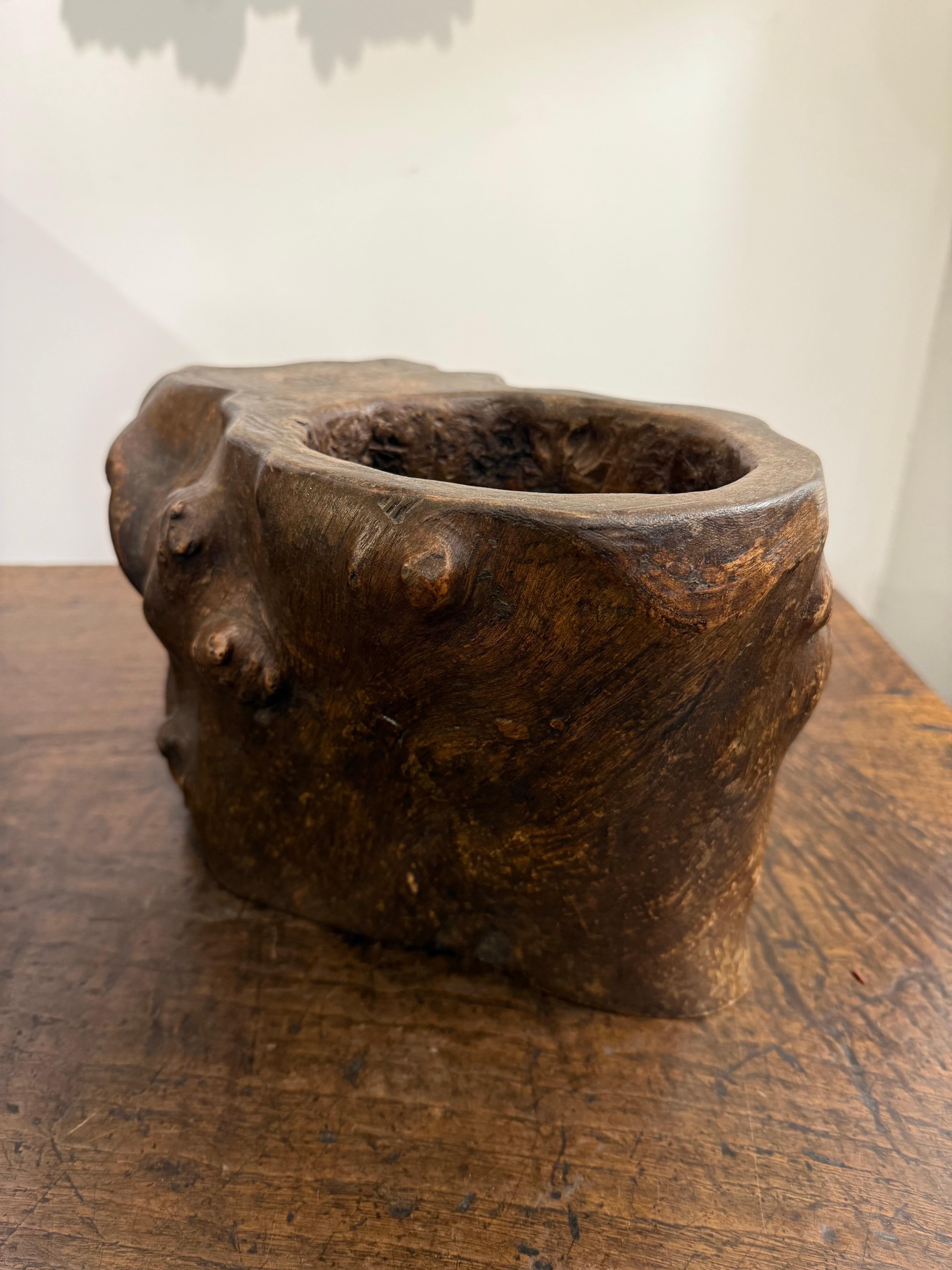XIXe siècle Pot à pinceau chinois à racines noueuses, 19e siècle en vente