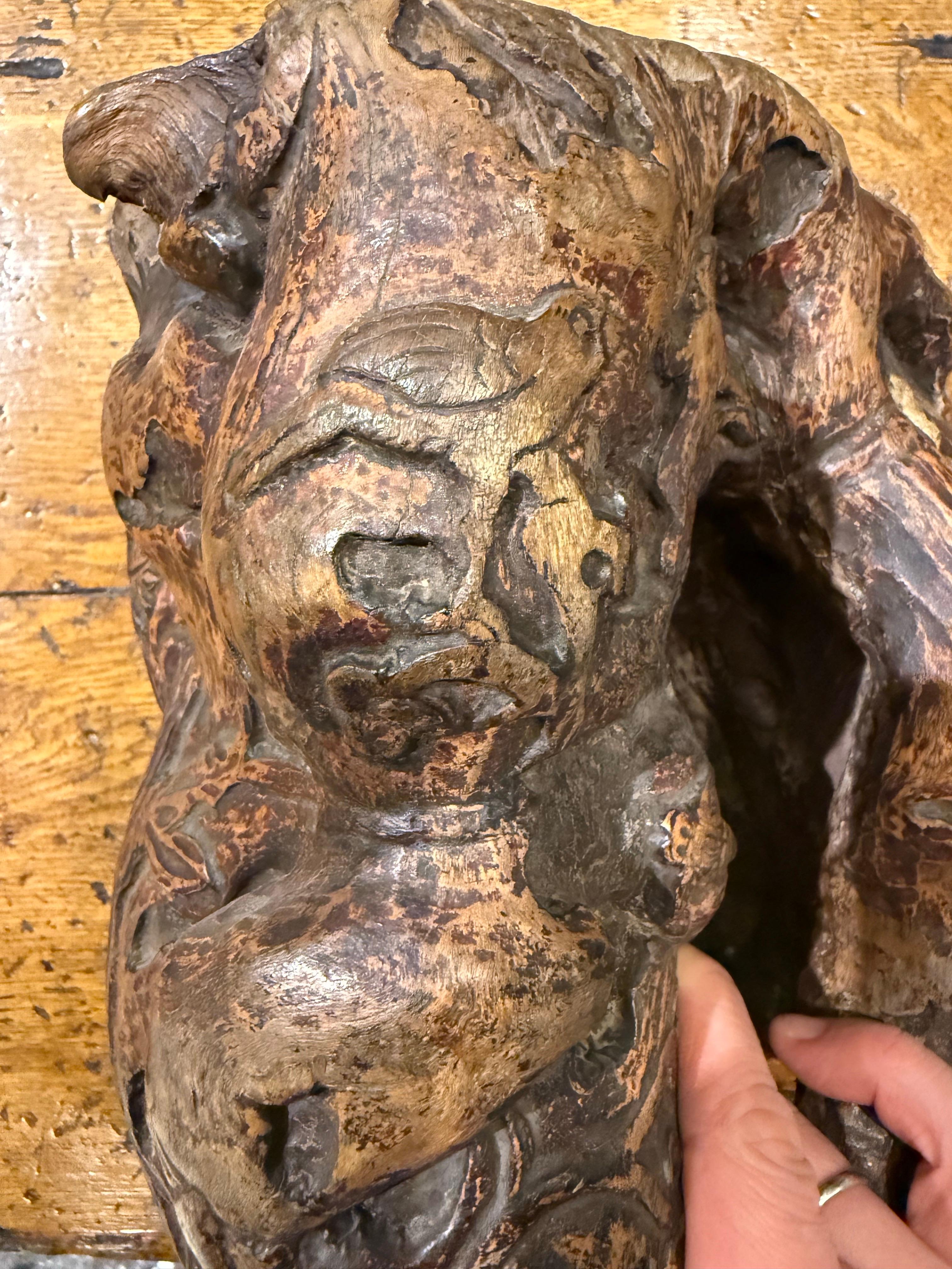 A Chinese Hardwood Gnarled Root Brush Pot, Late 19th Century For Sale 5