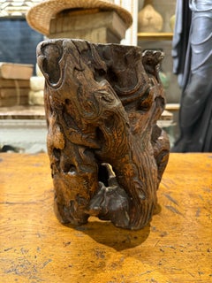 A Chinese Hardwood Gnarled Root Brush Pot, Late 19th Century