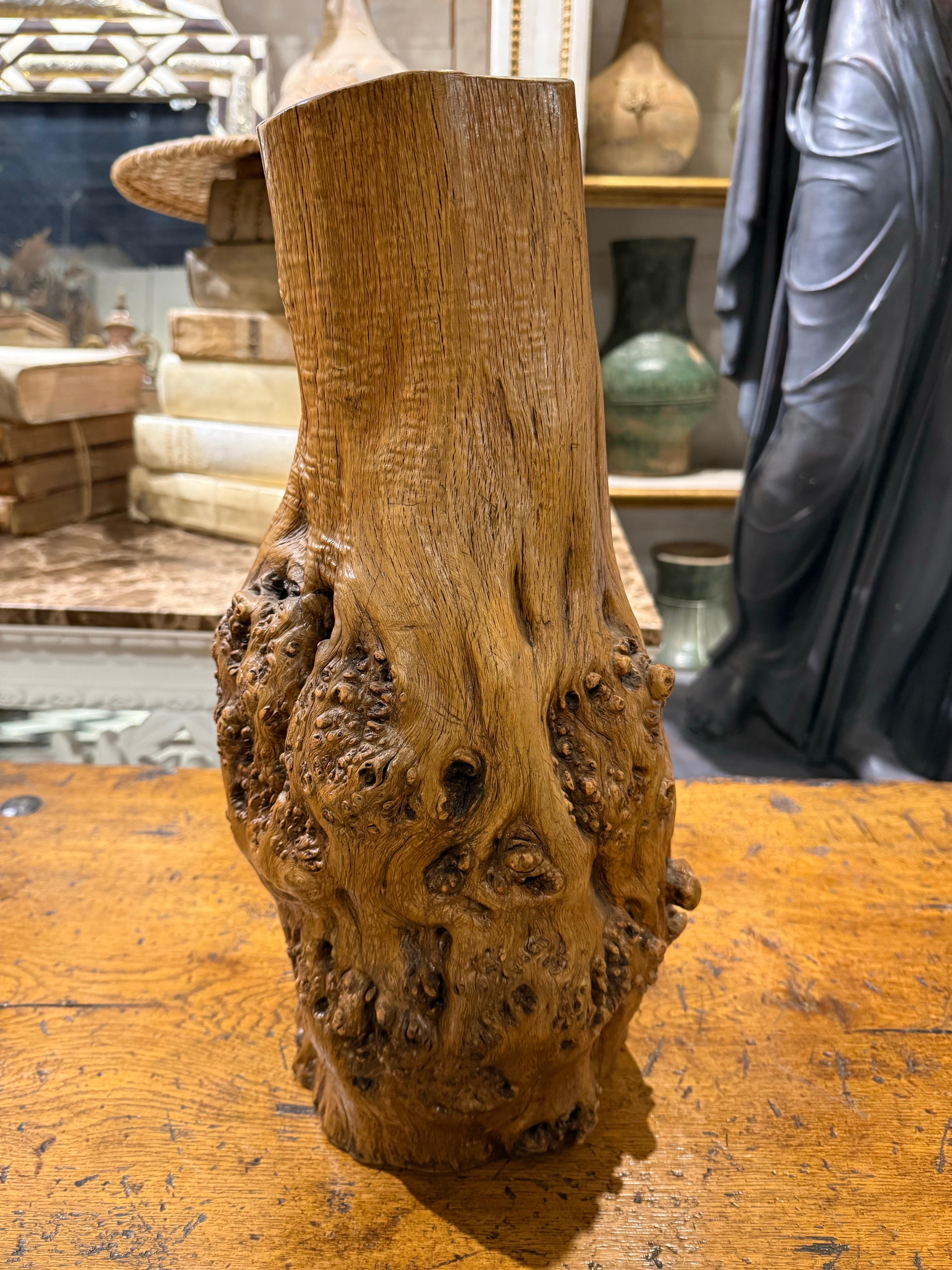 Qing A Chinese Hardwood Gnarled Root Brush Pot, Late 19th Century For Sale