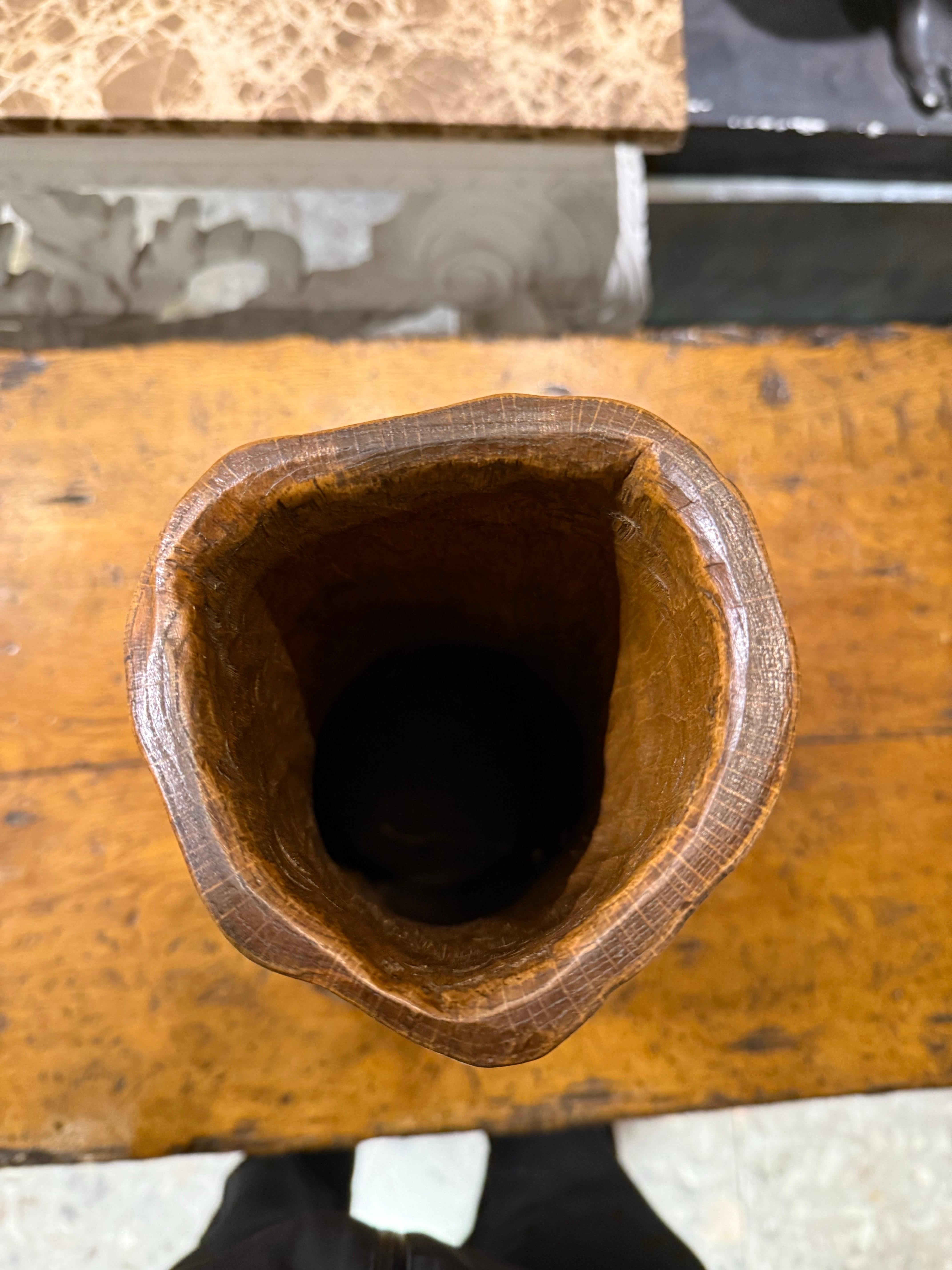 Hand-Carved A Chinese Hardwood Gnarled Root Brush Pot, Late 19th Century For Sale