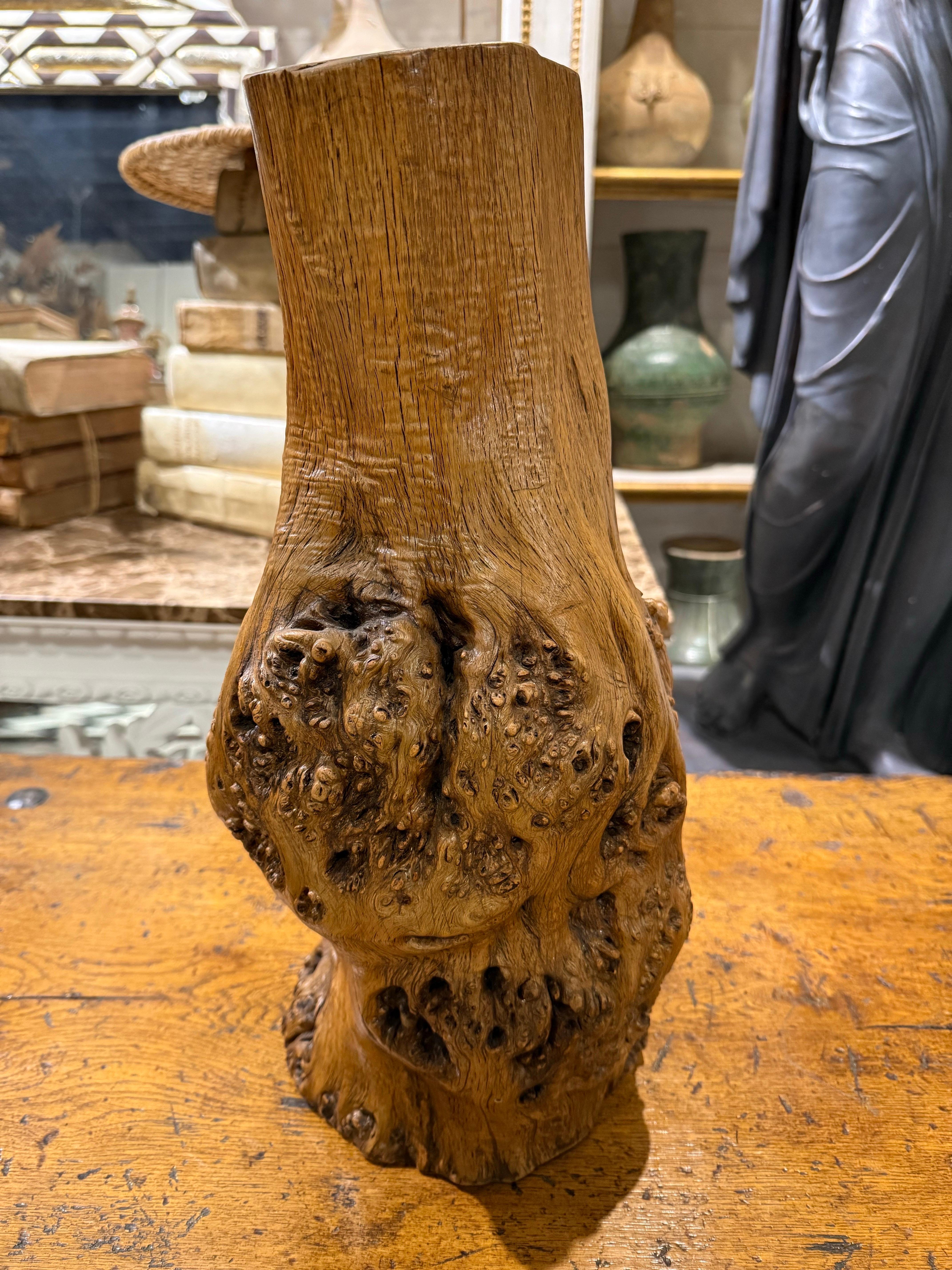 A Chinese Hardwood Gnarled Root Brush Pot, Late 19th Century For Sale 3