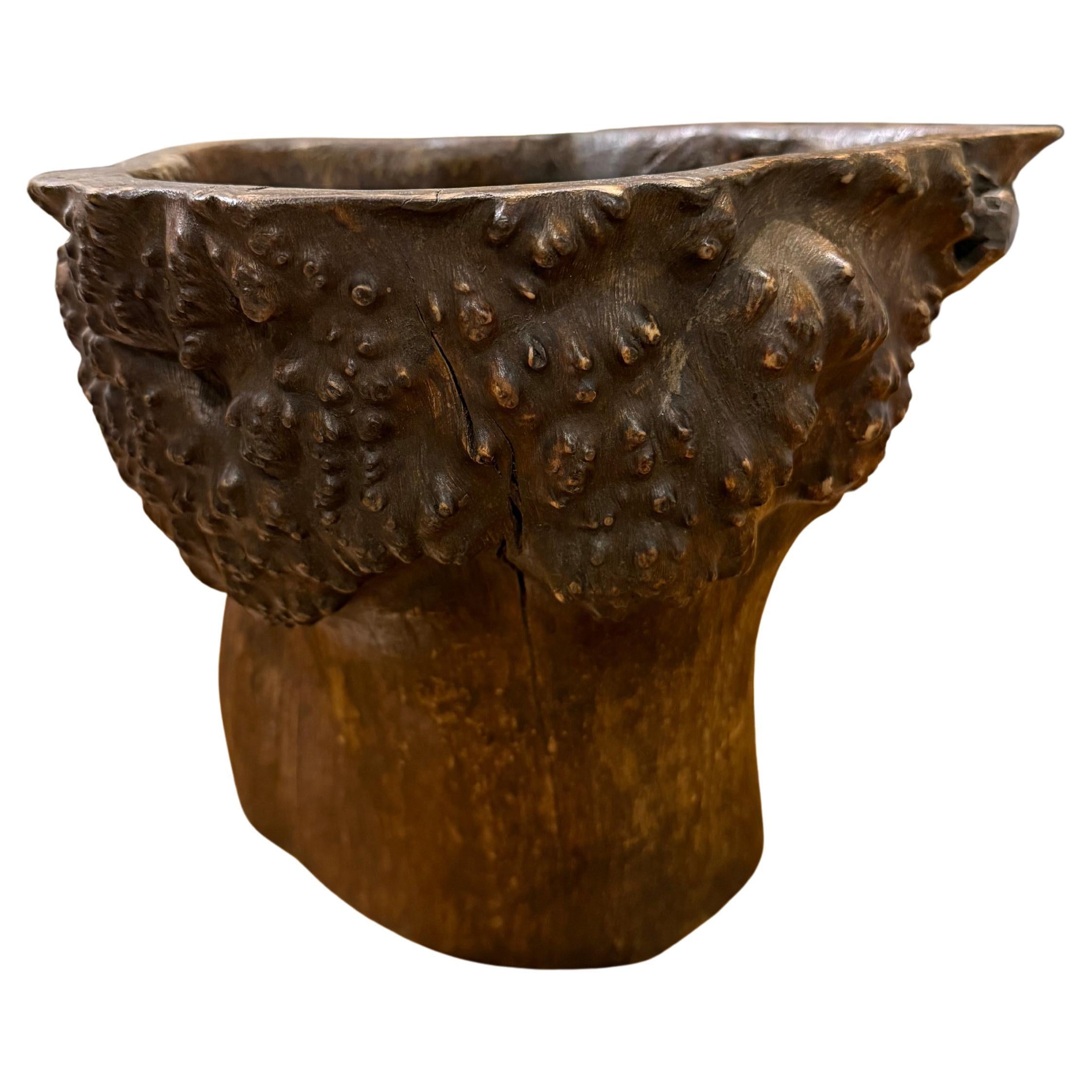 A Chinese Hardwood Gnarled Root Brush Pot, Late 19th Century