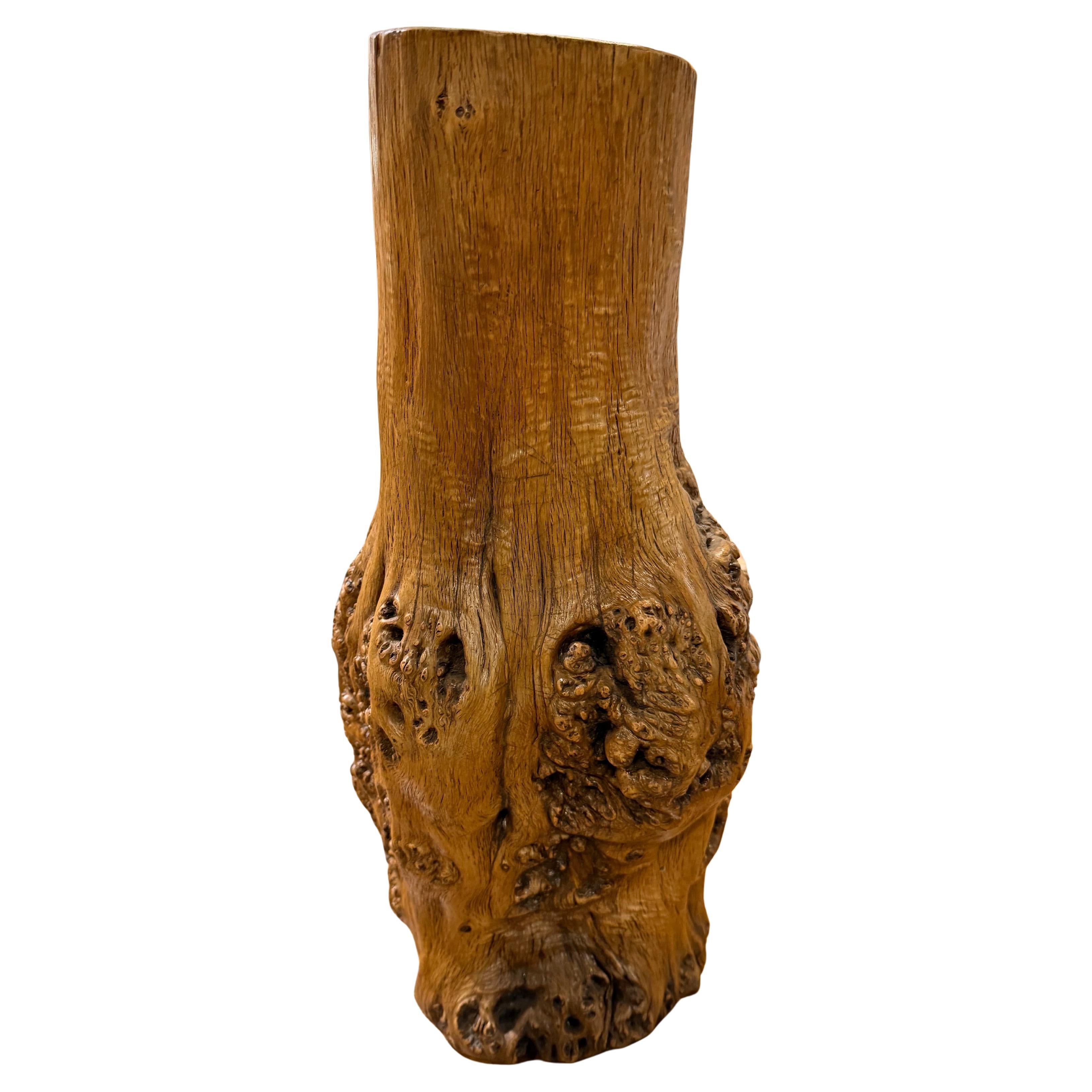 A Chinese Hardwood Gnarled Root Brush Pot, Late 19th Century For Sale