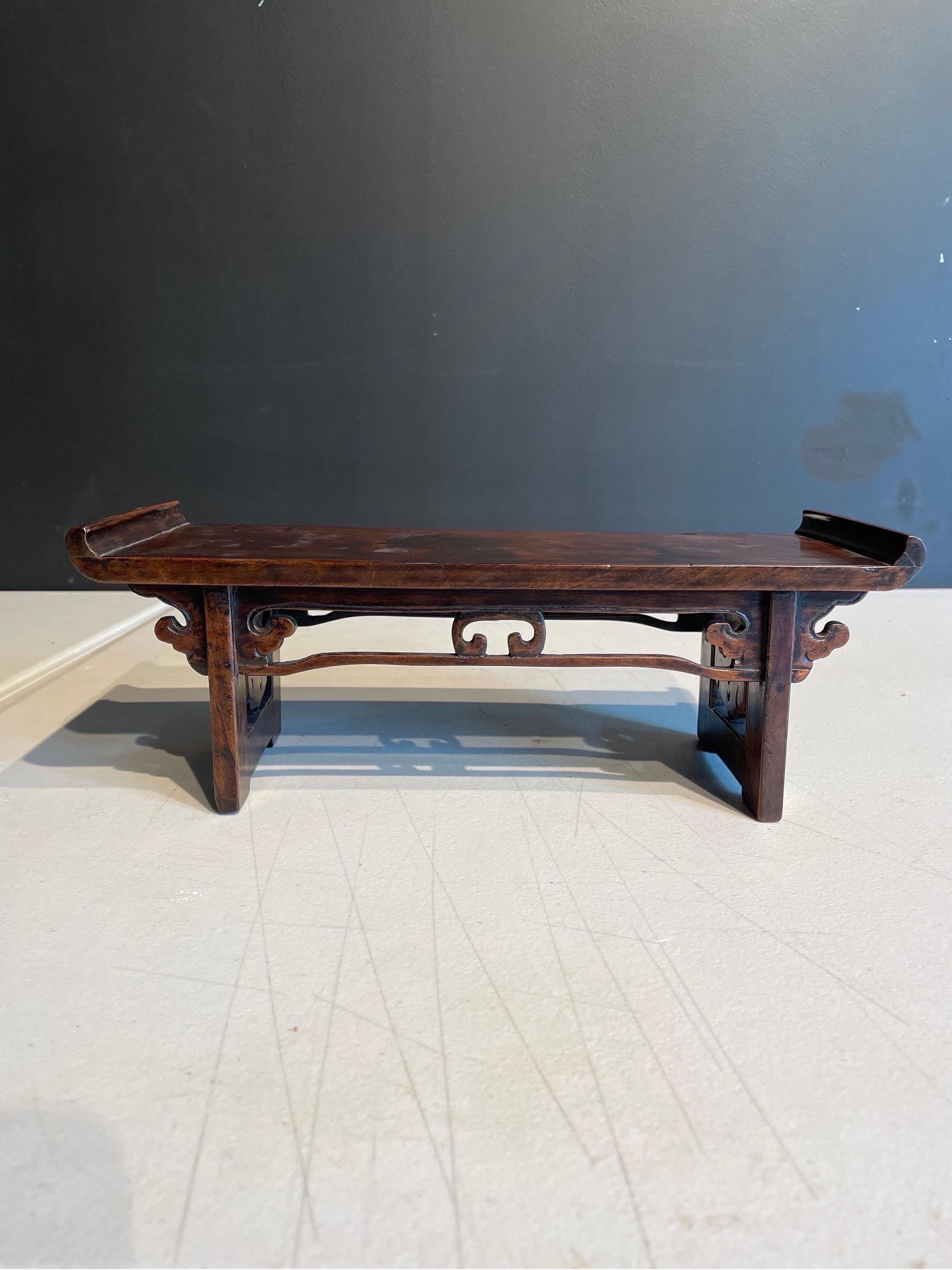 A Chinese Hardwood Miniature Table Form Stand, Late 19th century In Good Condition For Sale In ARMADALE, VIC