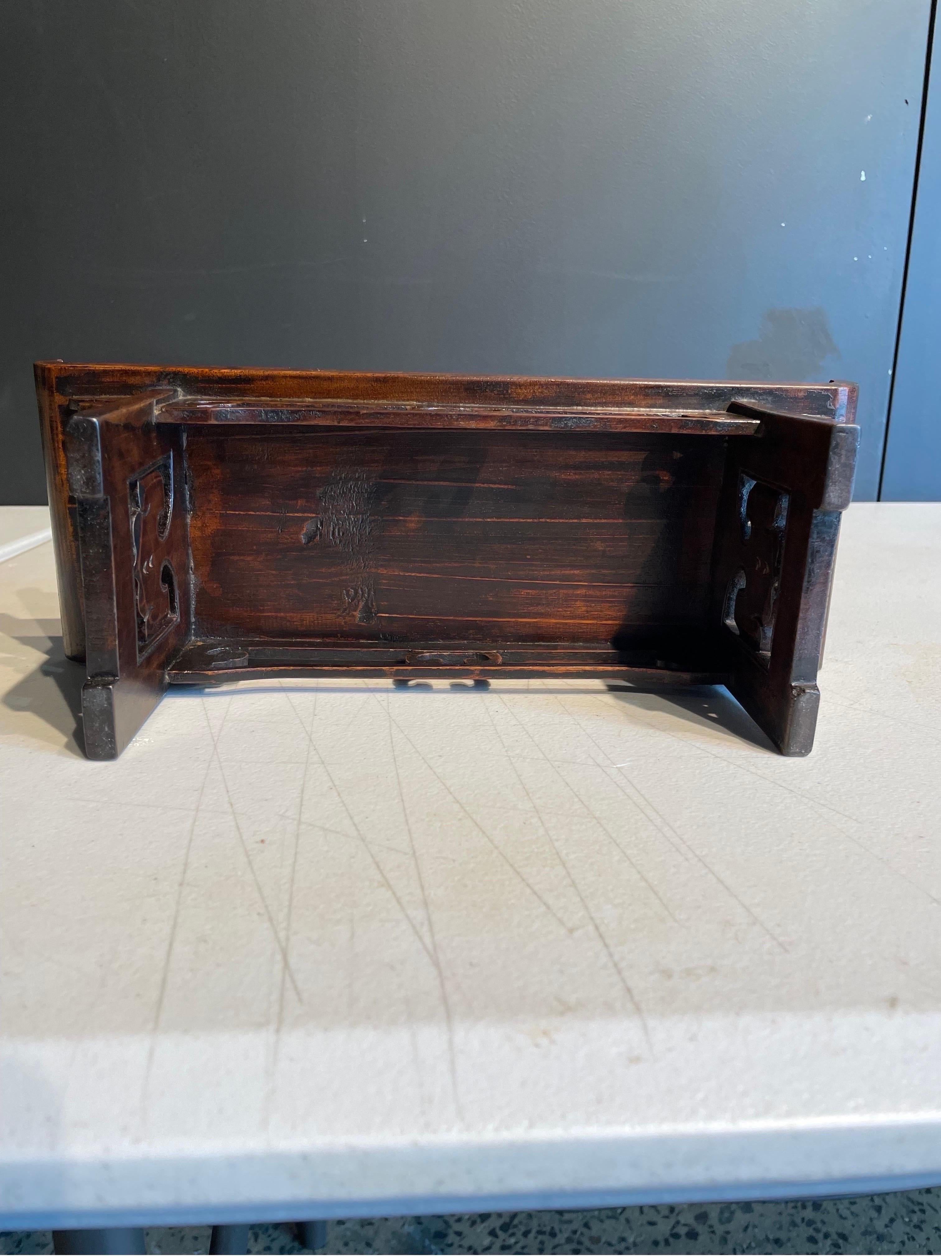 A Chinese Hardwood Miniature Table Form Stand, Late 19th century For Sale 2