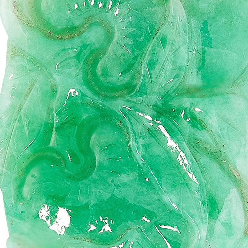 Old European Cut Chinese Jadeite Jade and Diamond Pendant For Sale