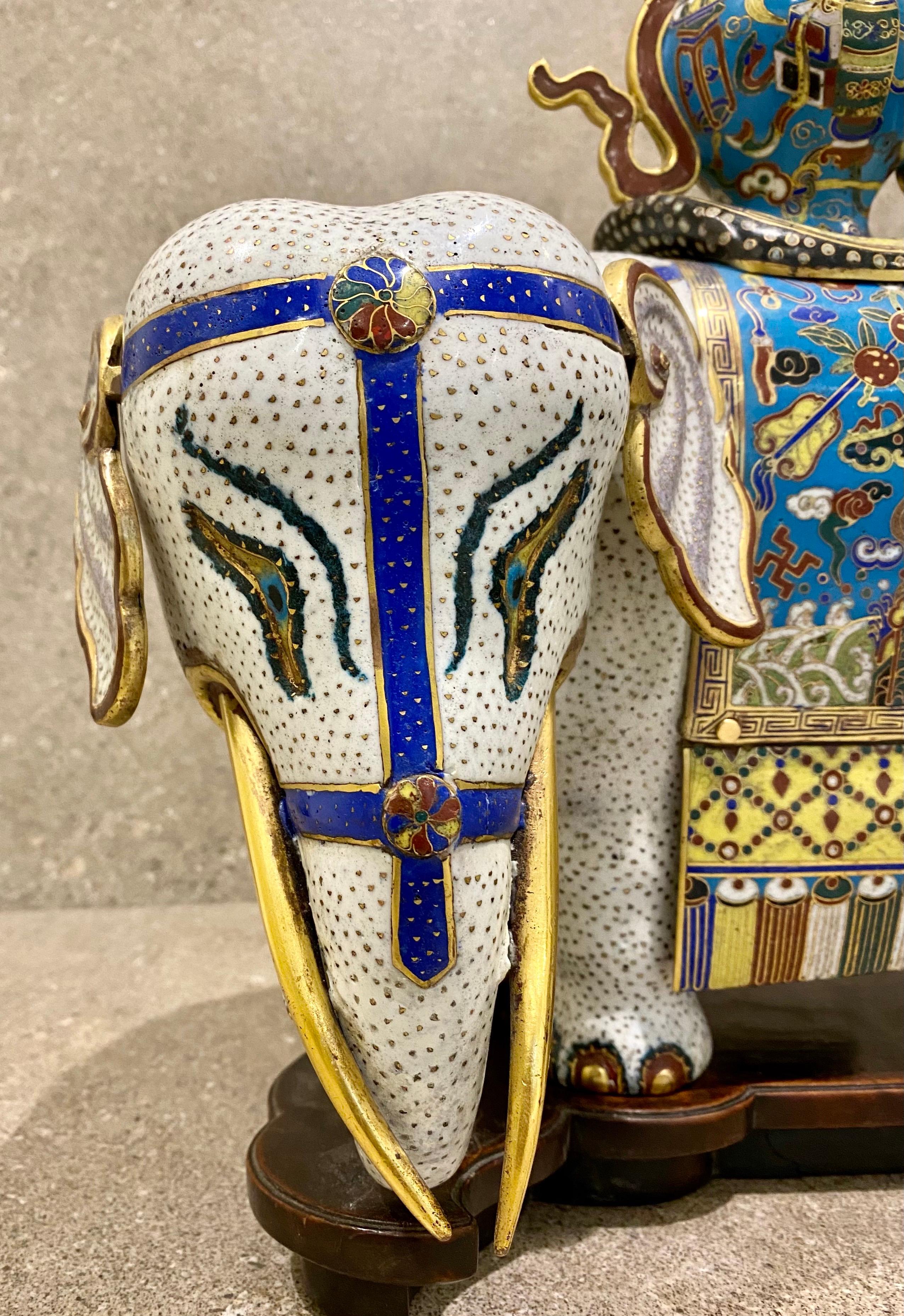 18th Century Chinese Jiaqing Period Cloisonne Model of an Elephant