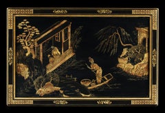 Chinese Lacquer Low Table with Stylised Bamboo Legs