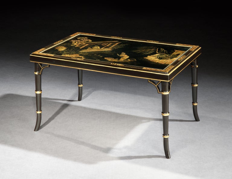 Chinese Lacquer Low Table with Stylised Bamboo Legs at 1stDibs