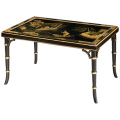 Chinese Lacquer Low Table with Stylised Bamboo Legs