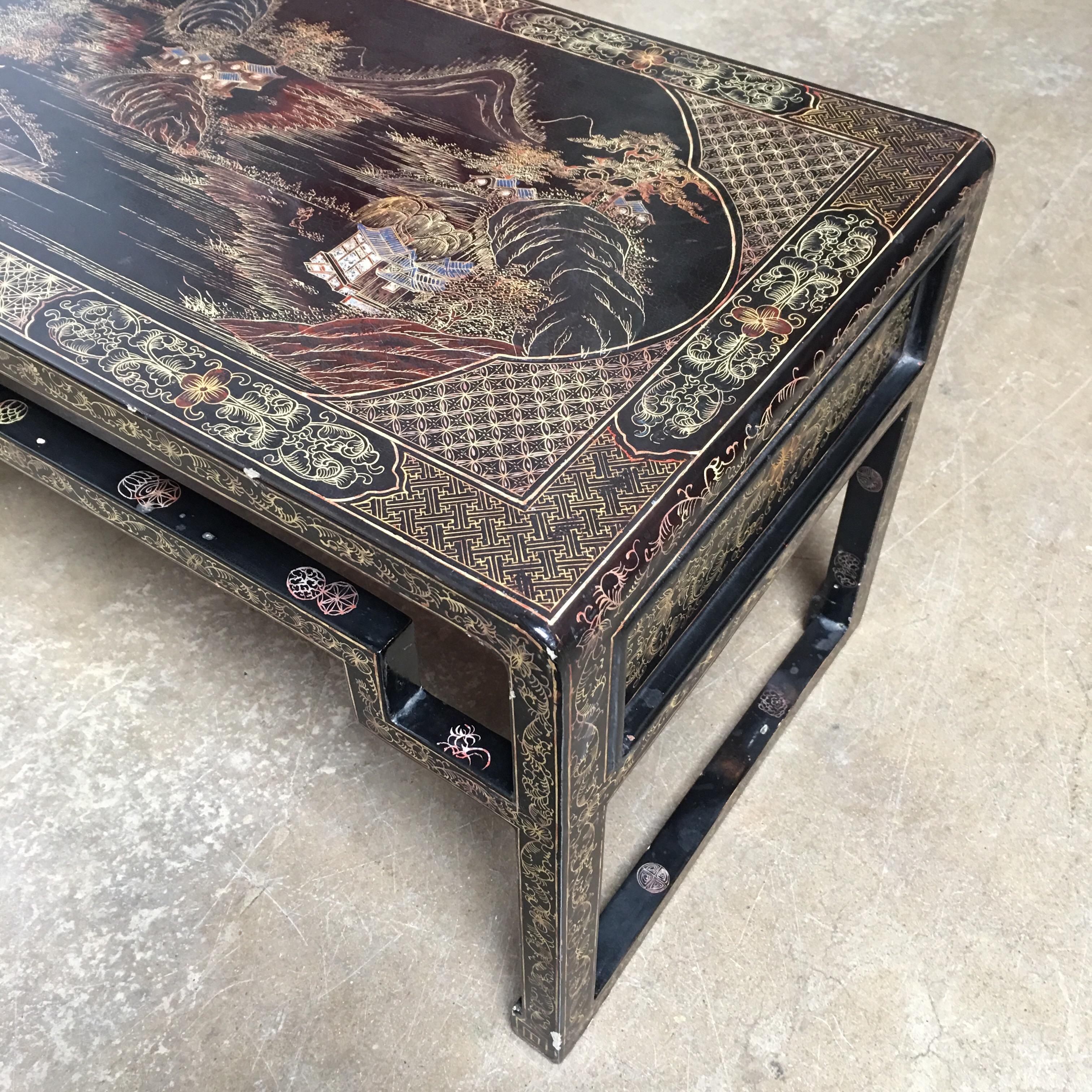 Chinese Lacquered Low Table In Good Condition In Dallas, TX