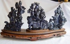 Chinese Lapislazuli Carving of "The Eight Daoist Inmortals", Mid 20th Century