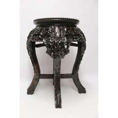 Chinese Late 19th Century Carved Hardwood Circular Table or Stand, circa 1900