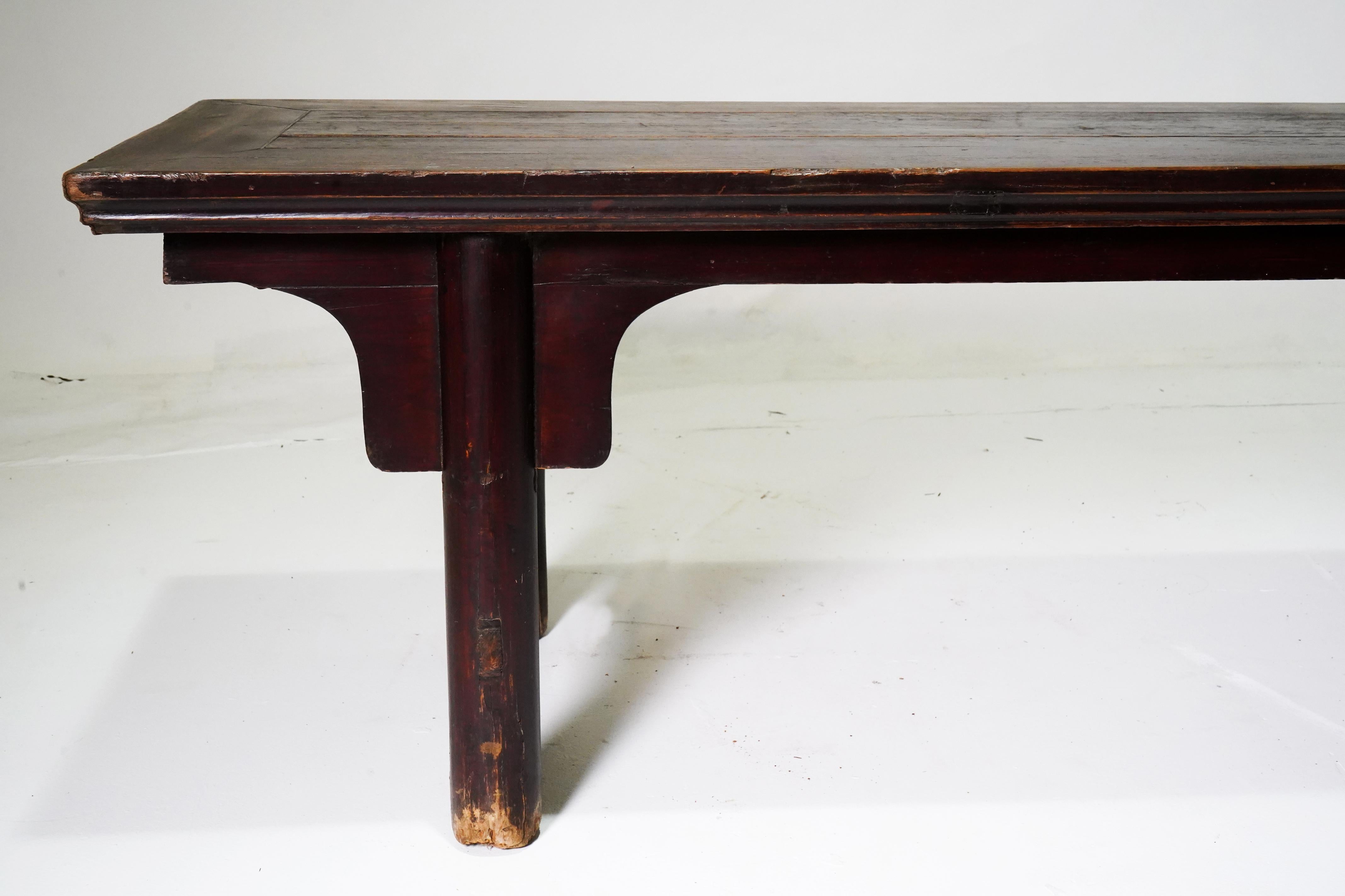 20th Century C. 1900 Chinese Long Bench with Round Legs And Original Patina