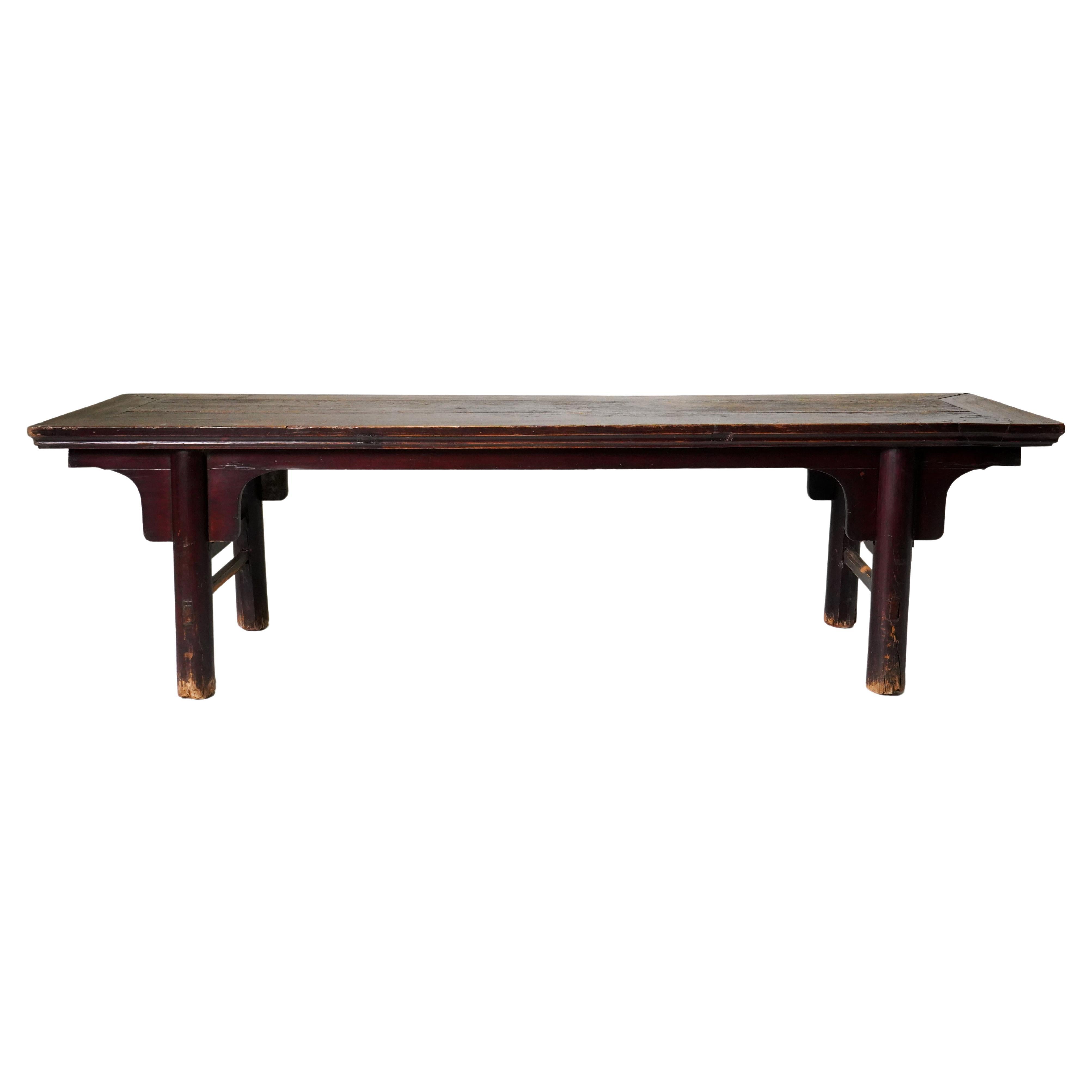 C. 1900 Chinese Long Bench with Round Legs And Original Patina