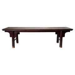 Antique C. 1900 Chinese Long Bench with Round Legs And Original Patina