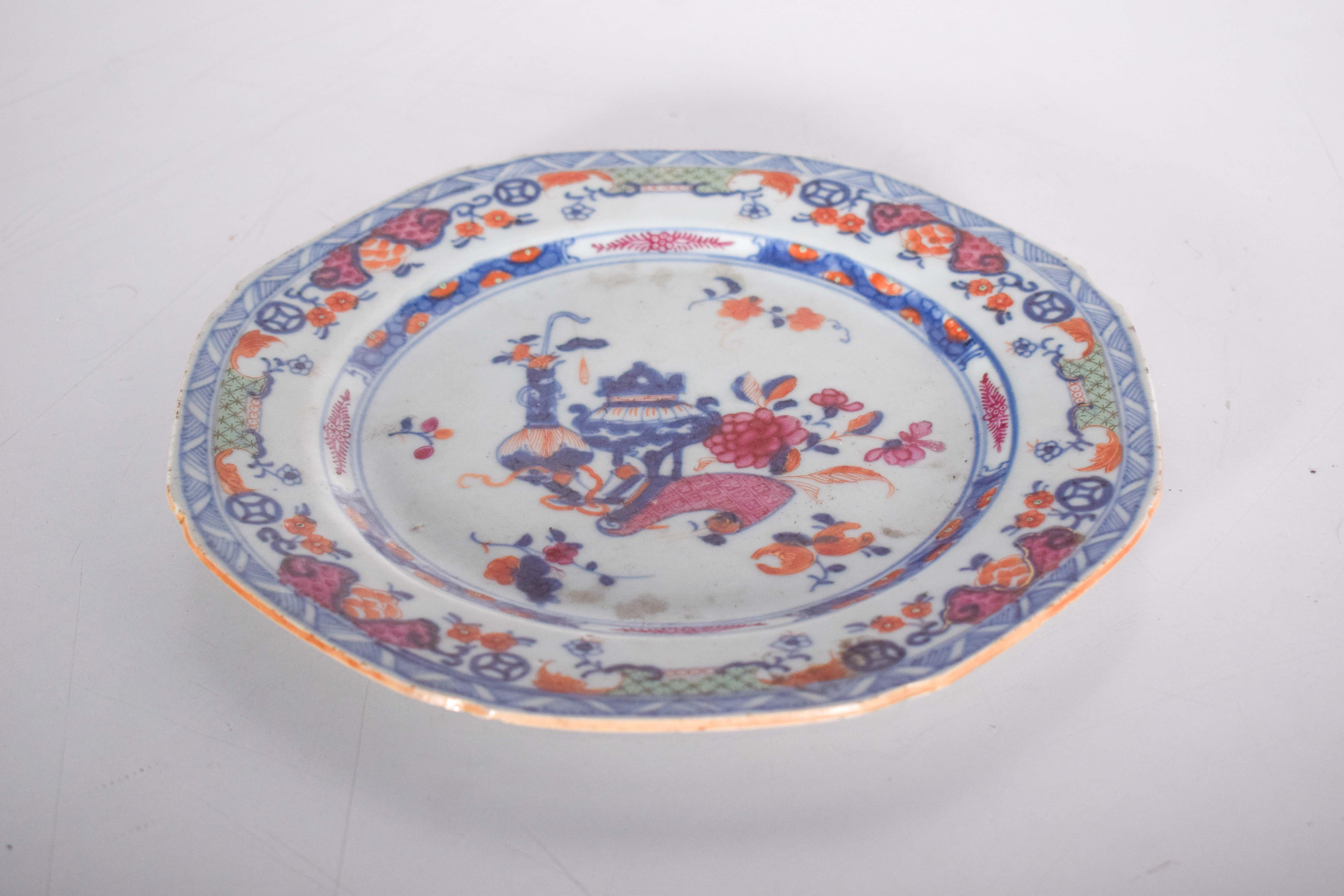 Plato Octogonal de Porcelana China, Disnato Qing en Bueno estado para la venta en Lisboa, Lisboa