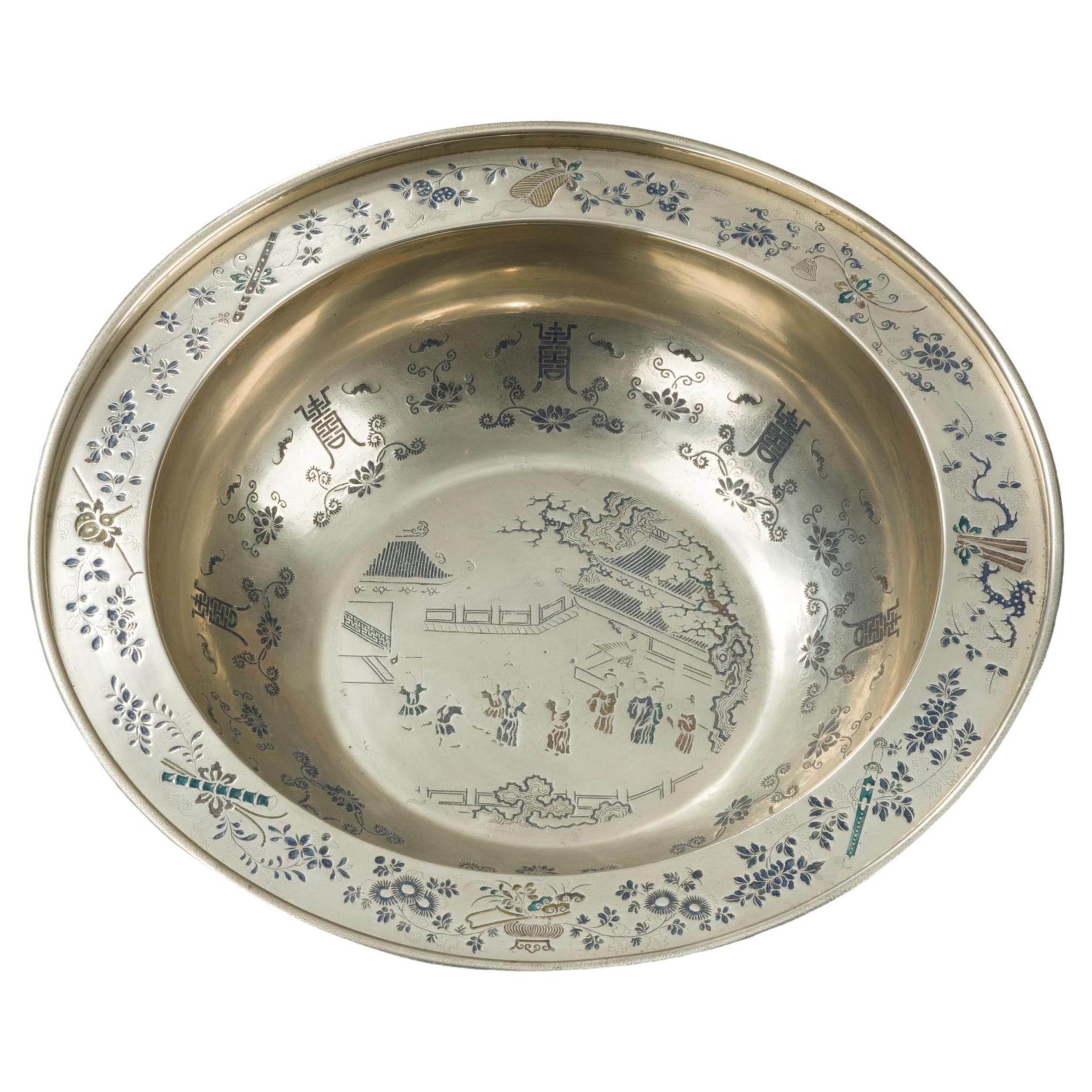 Chinese Paktong Basin, 19th Century For Sale