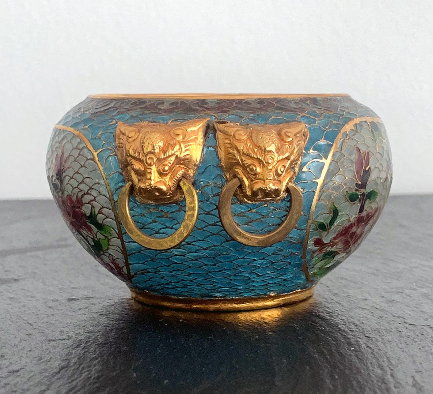 Copper Chinese Plique-a-jour Archaic Style Bowl For Sale